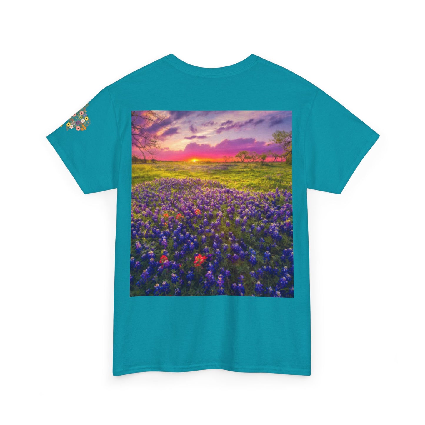 Sunflower Bluebonnets Texas, Customizable T-Shirt for Gardening Lovers, Casual Wear, Gift for Nature Enthusiasts, Spring Fashion