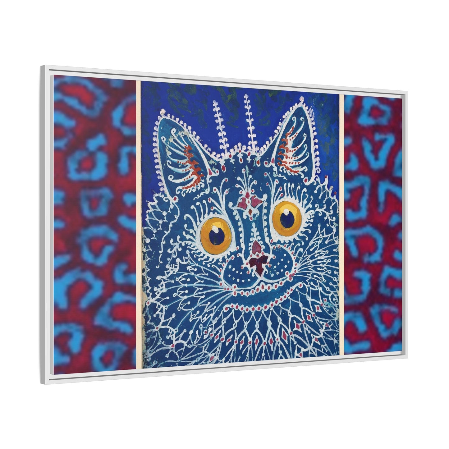 Colorful Cat Framed Matte Canvas Art - Whimsical Home Decor