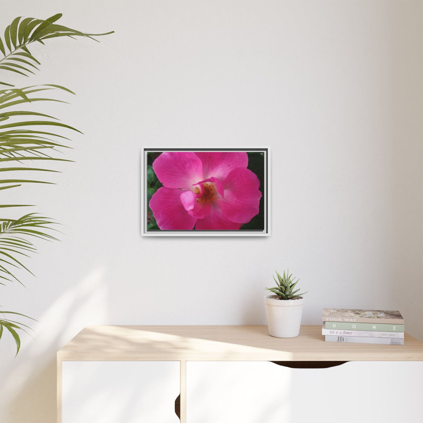Framed Floral Canvas Art Print | Vibrant Pink Flower Decor, Wall Art for Home, Gift for Her, Mother's Day, Birthday
