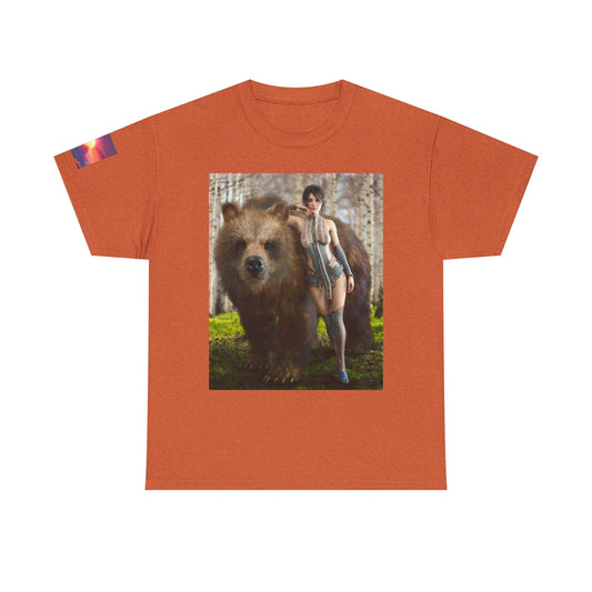 Sexy Girl & Bear Unisex T-shirt | Nature Inspired T-Shirt, Casual Gift, Unique Design, Eco-Friendly Fashion, Outdoor Lover Apparel