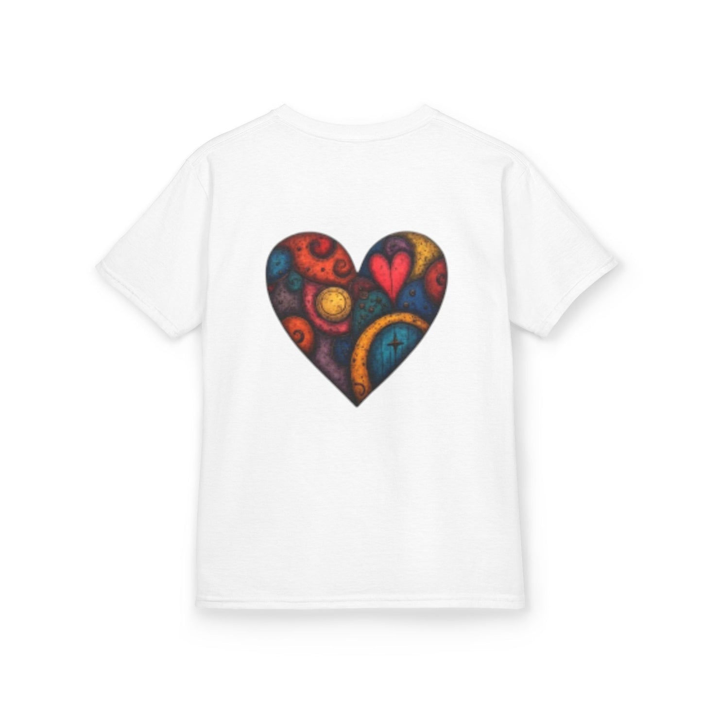 Children with Cats & Heart Kids Heavy Cotton T-shirt Looking Fabulous!