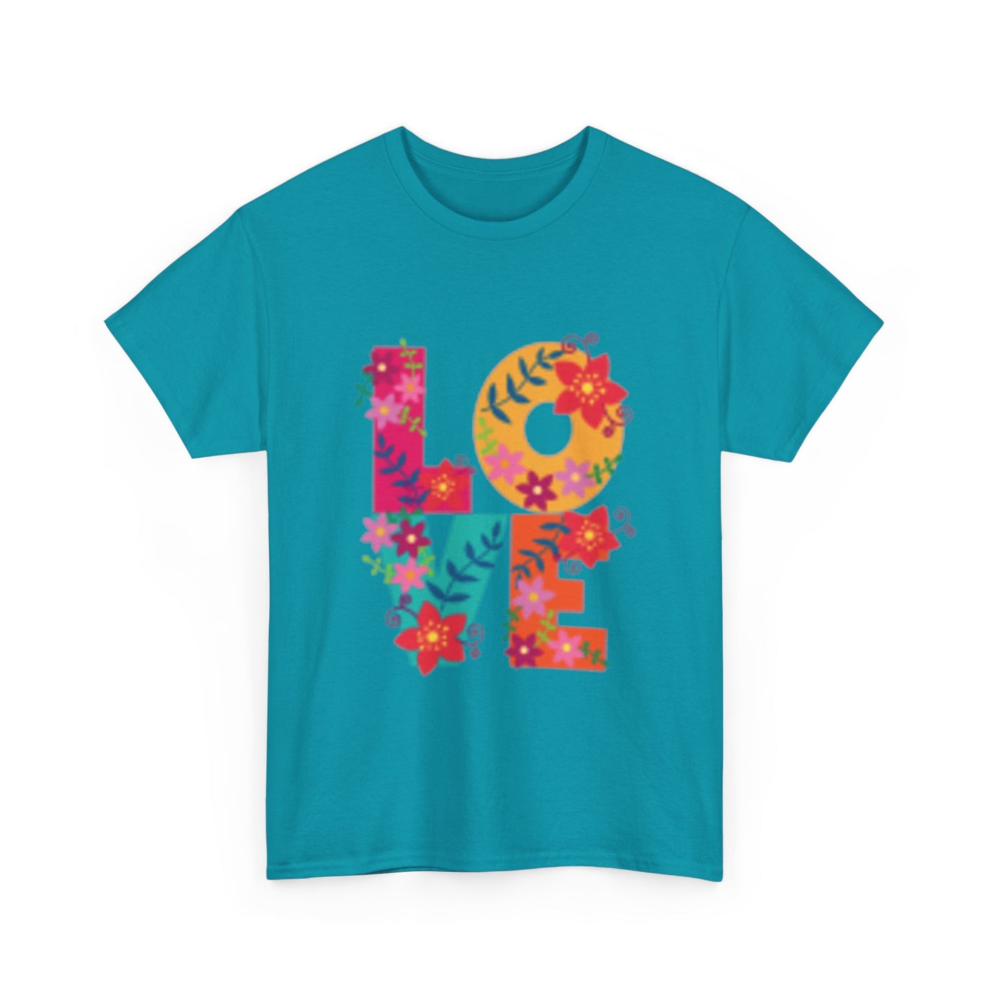 Camiseta unisex de algodón grueso con estampado floral: cómoda y vibrante para uso diario. 
