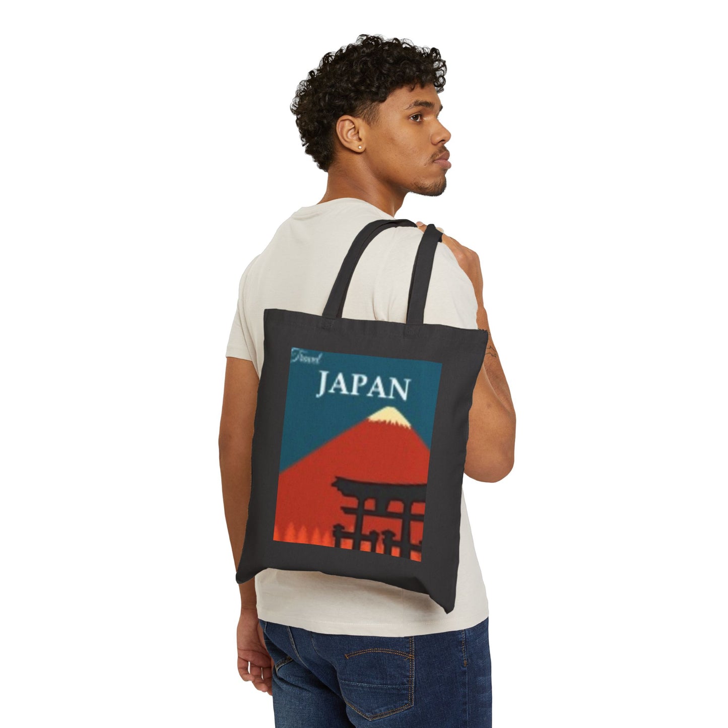 Artistic Cotton Canvas Tote Bag - Vibrant Dragon & Japan Designs