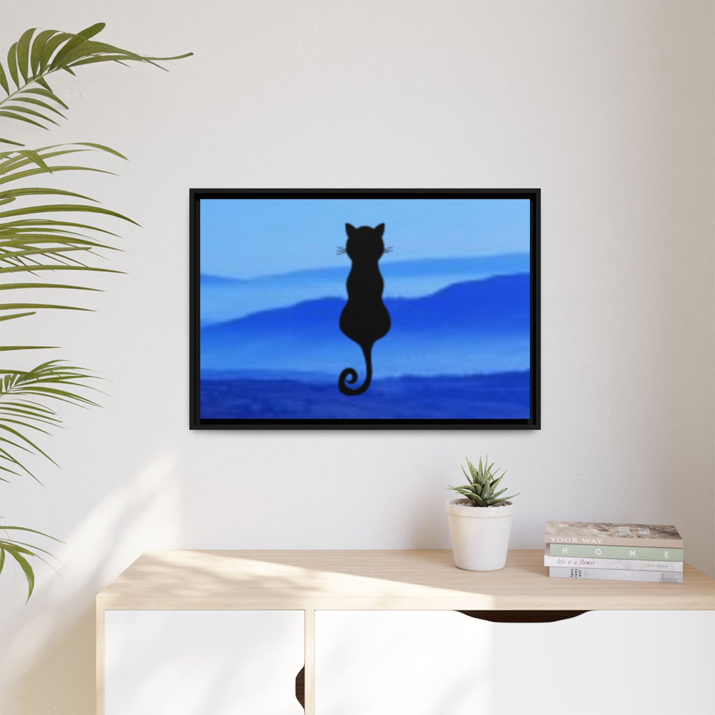 Framed Cat Silhouette Art Print, Wall Decor, Cat Lover Gift, Home Office Art, Pet Memorial