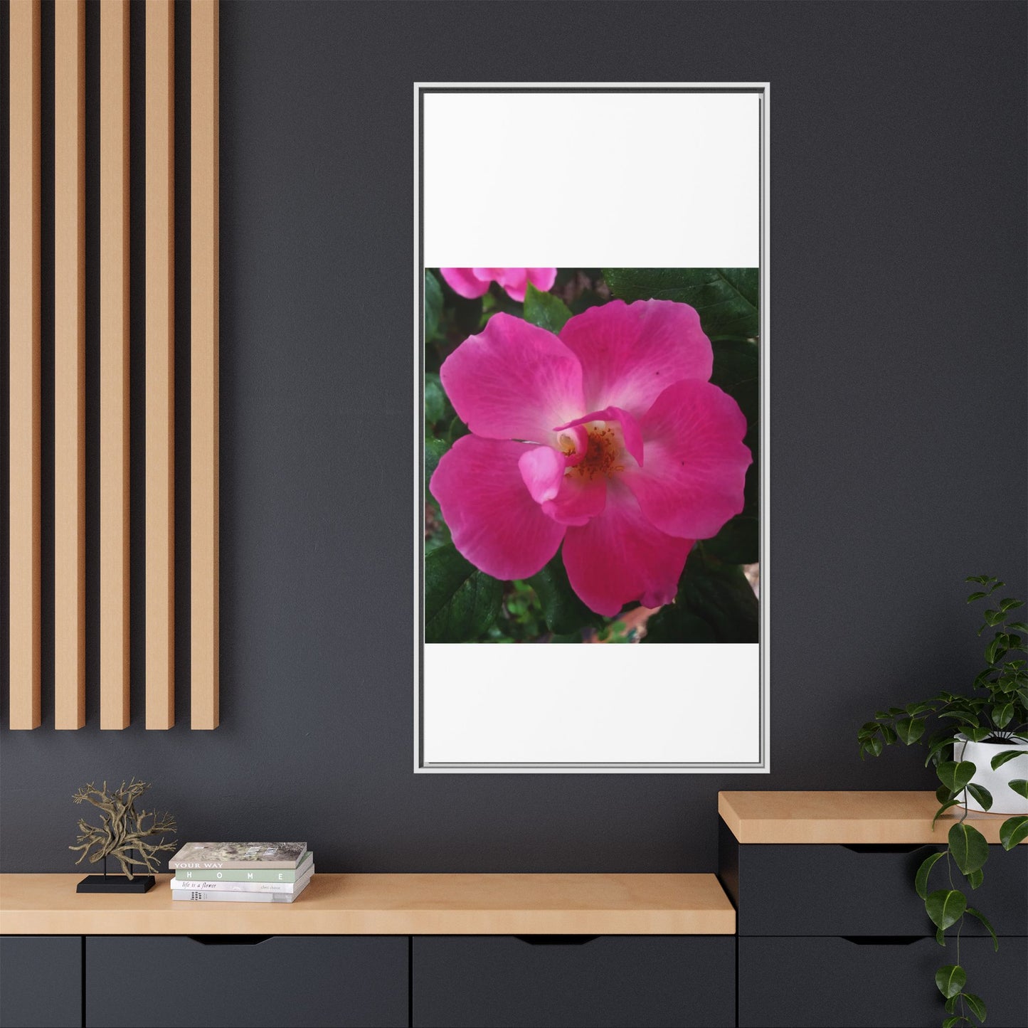 Framed Floral Canvas Art Print | Vibrant Pink Flower Decor, Wall Art for Home, Gift for Her, Mother's Day, Birthday