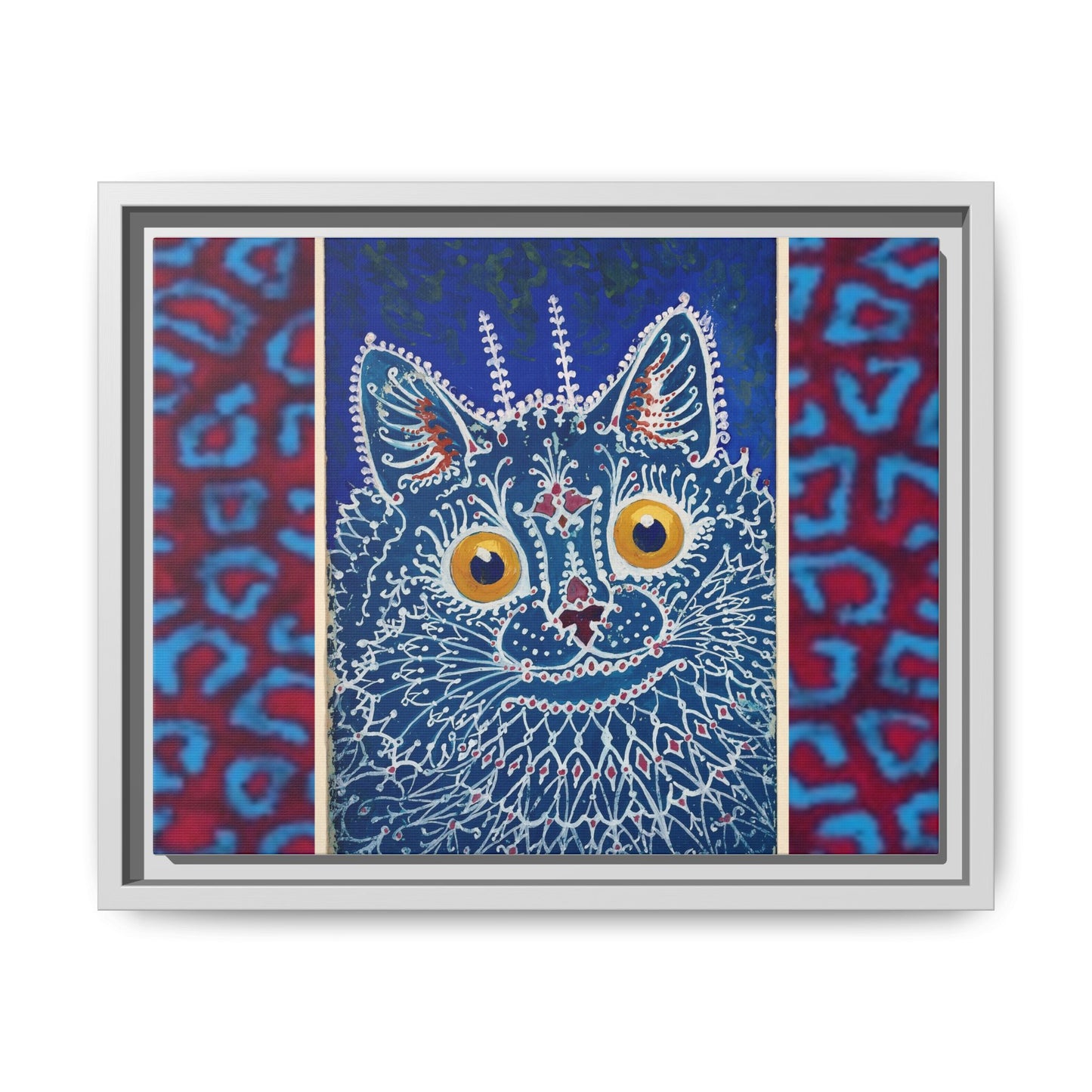 Colorful Cat Framed Matte Canvas Art - Whimsical Home Decor