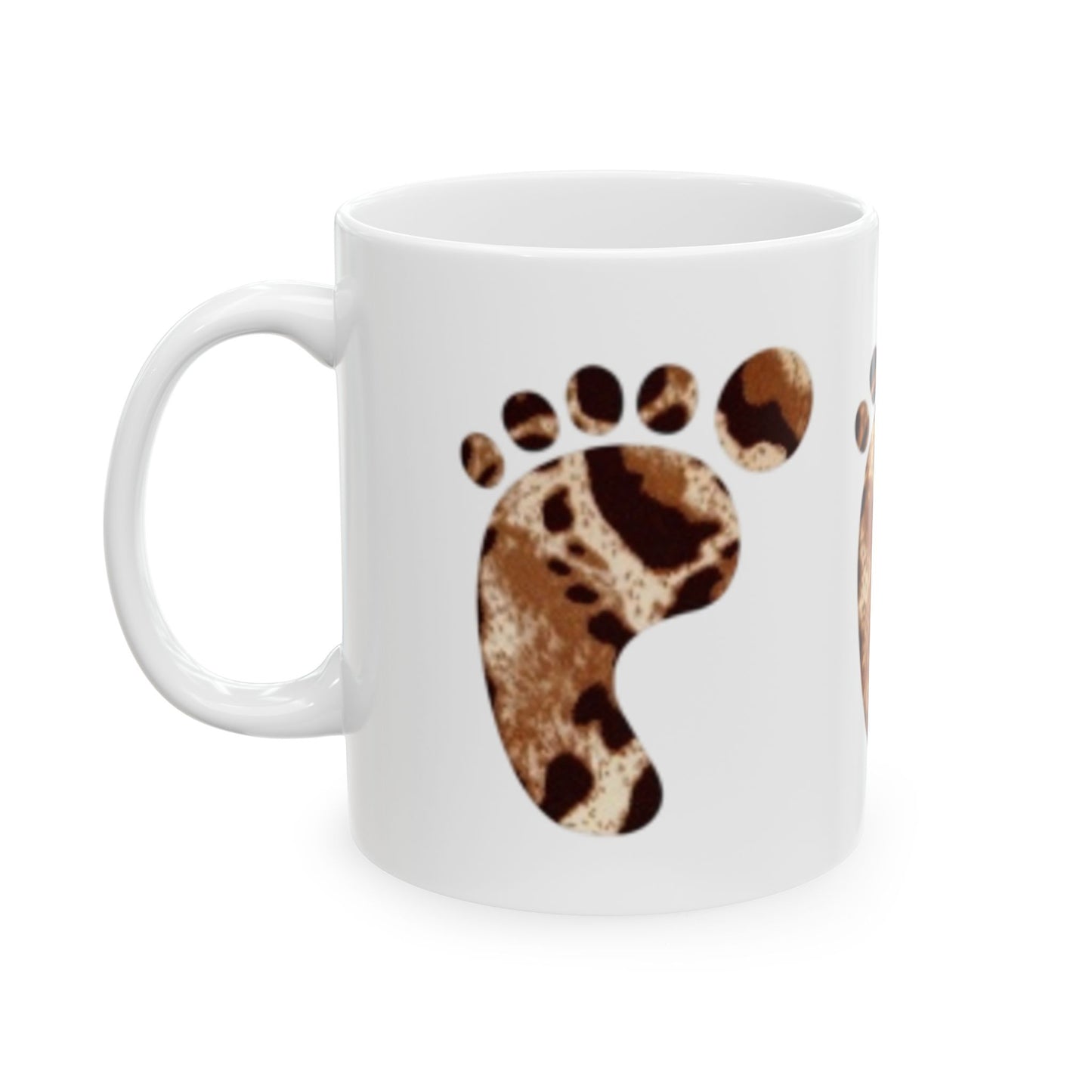 Bonita taza de cerámica con huellas de animales (325 ml y 433 ml), perfecta para amantes del café y los animales.