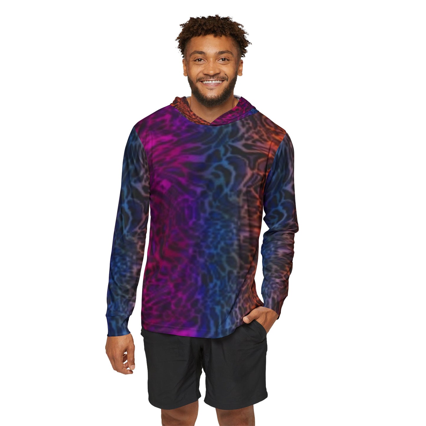 Men's Colorful Animal Print Sports Hoodie, Trendy Athletic Wear, Cool Gym Gear, Unique Fitness Fashion, Casual Streetwear