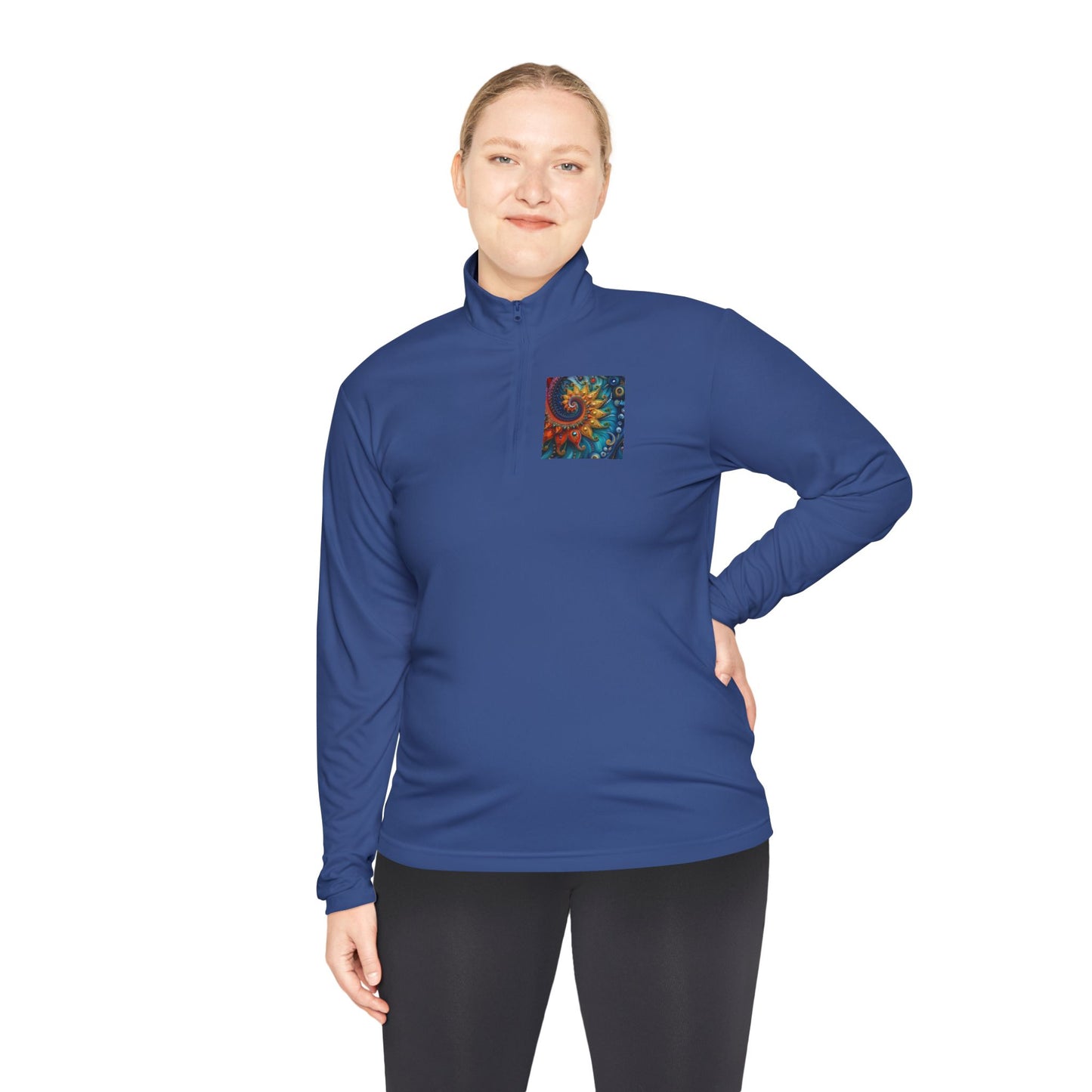 Quarter-Zip Pullover Women's face with hat with flowers