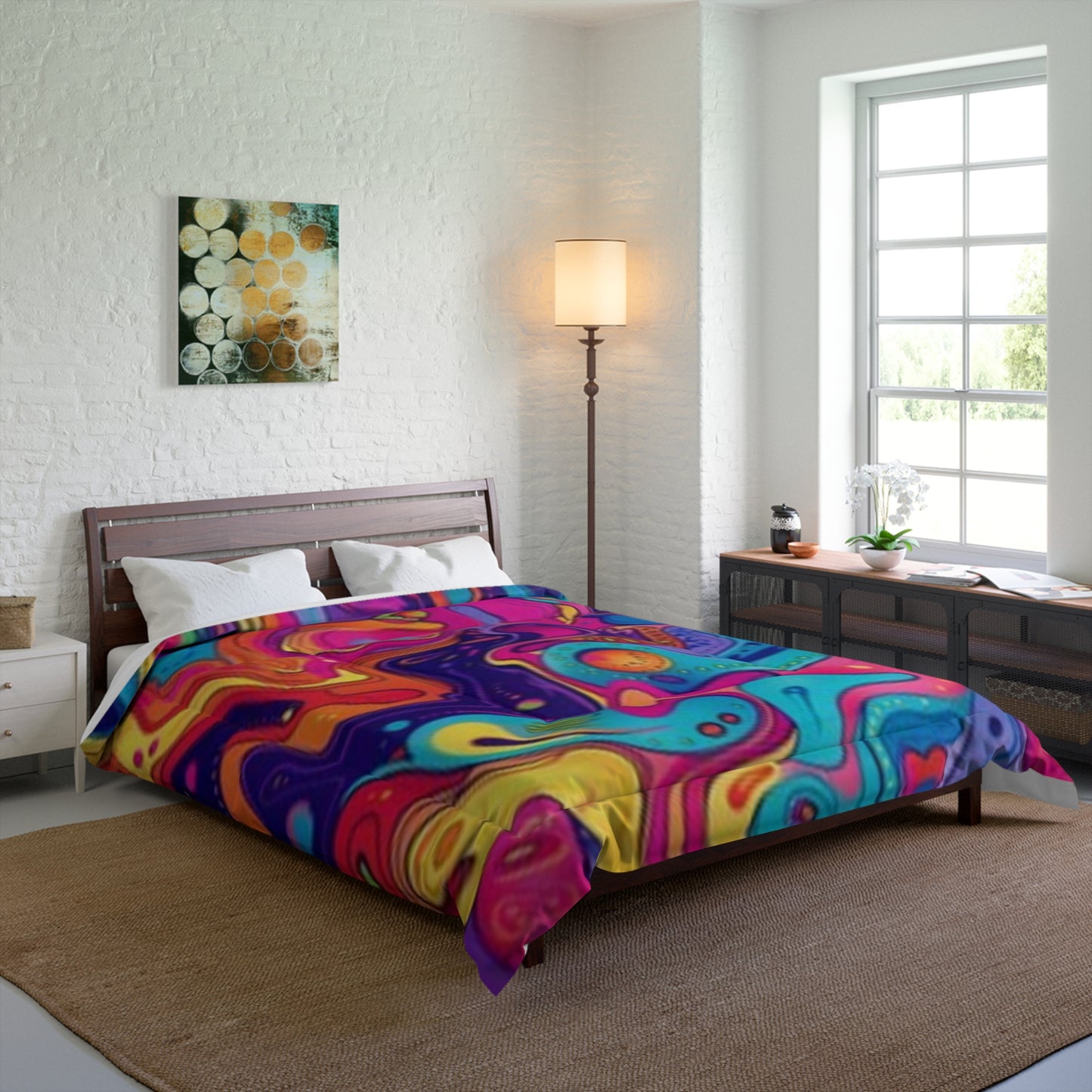 Colorful Psychedelic Comforter - Vibrant Bohemian Bedding for a Cozy Home
