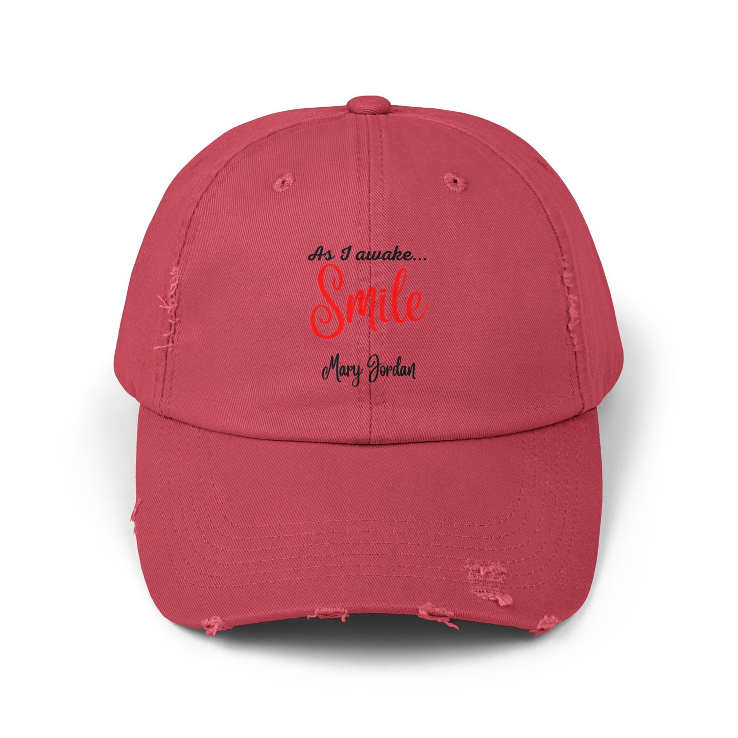 Unisex Distressed Cap - 'As I awake... Smile' Motivational Hat