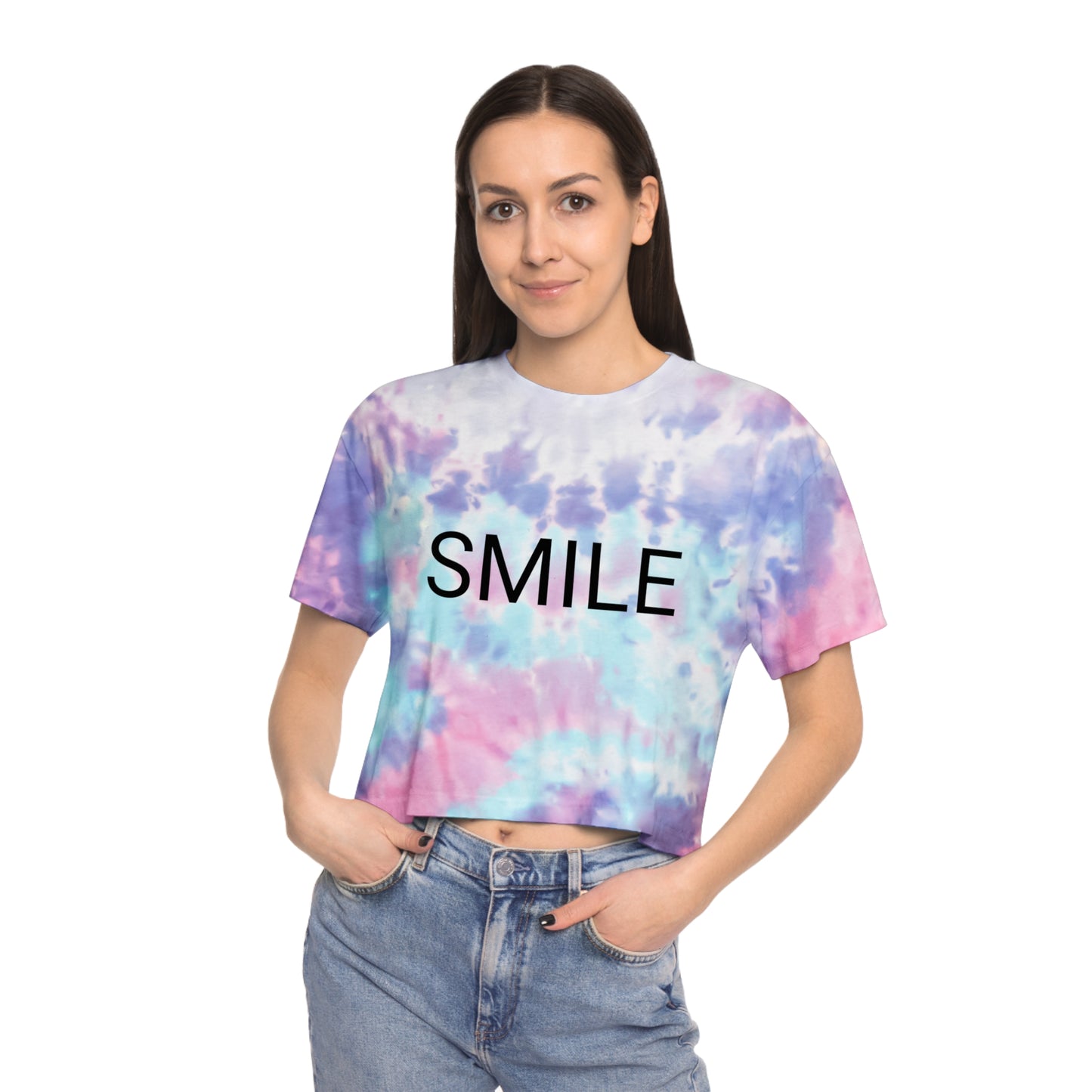 T-shirt court tie-dye pour femme SMILE