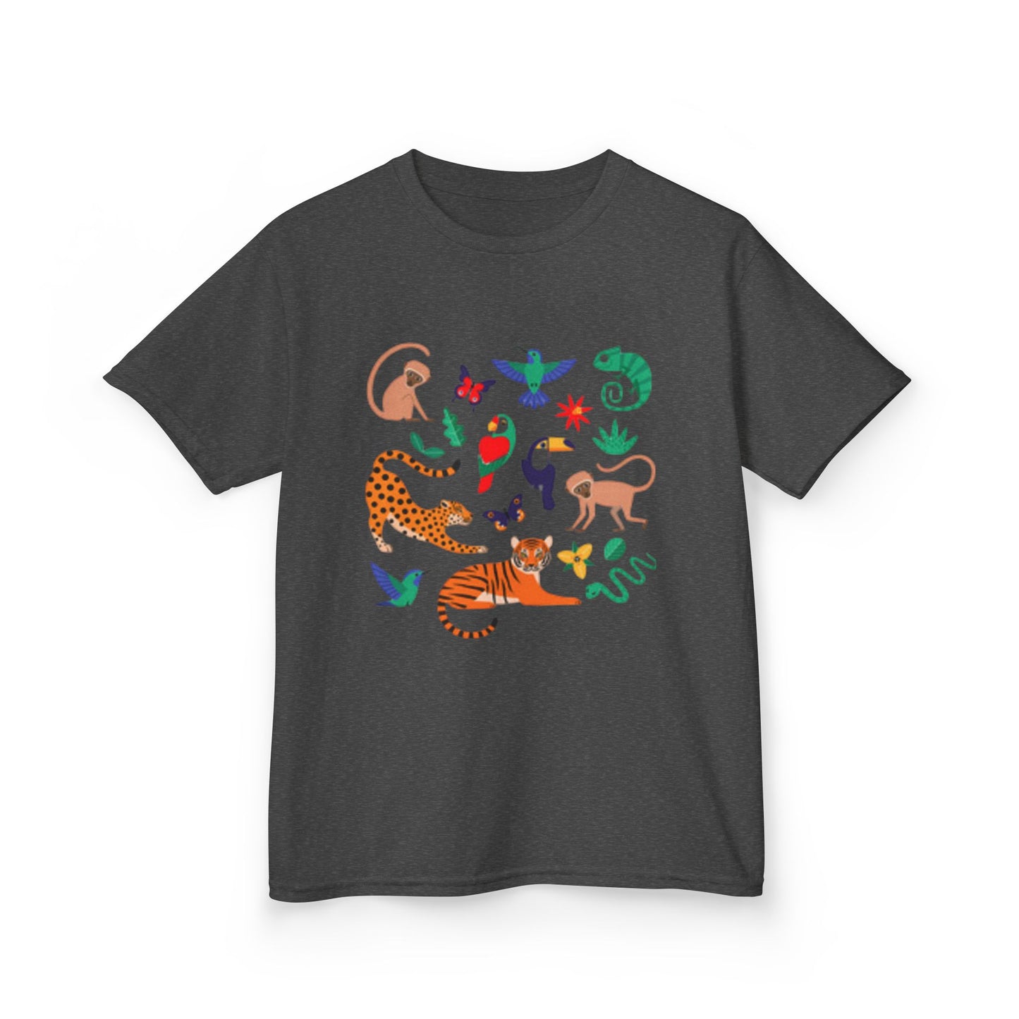 Camiseta infantil de aventura en la jungla: divertida camiseta de algodón con estampado animal 