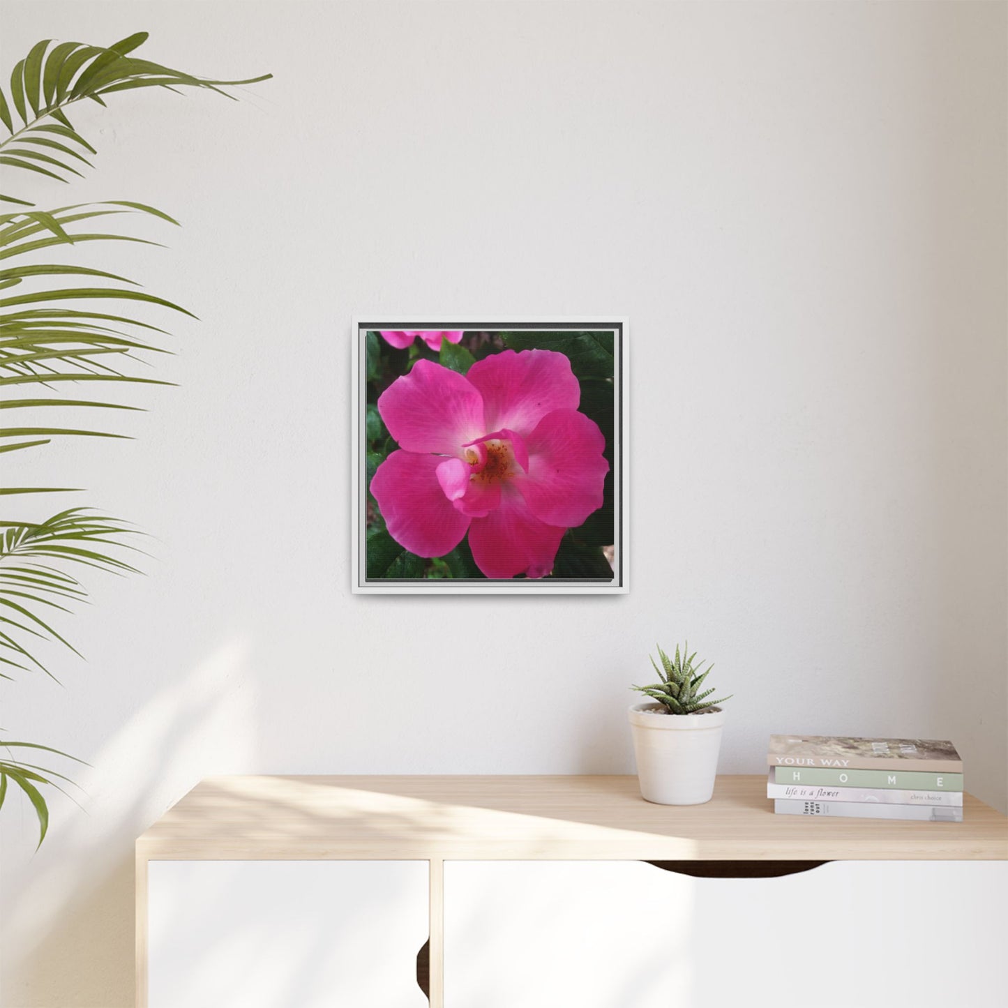 Framed Floral Canvas Art Print | Vibrant Pink Flower Decor, Wall Art for Home, Gift for Her, Mother's Day, Birthday