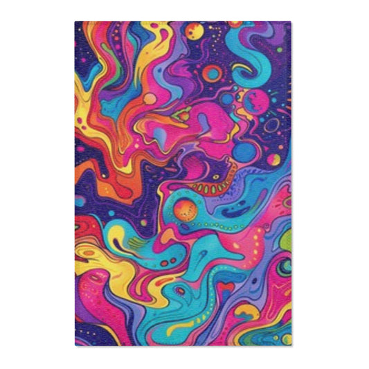 Vibrant Psychedelic Area Rug - Colorful Abstract Design for Living Room & Bedroom Décor
