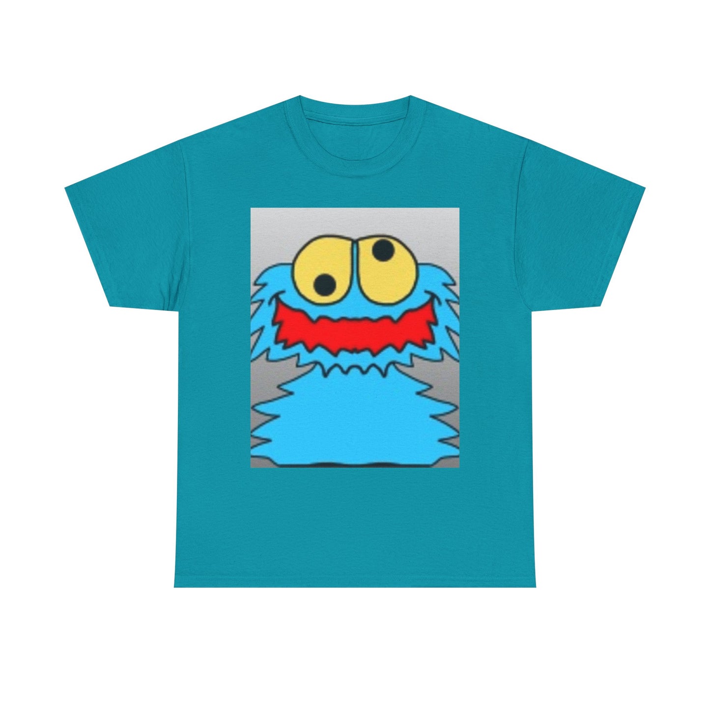 Blue Monster Cartoon-Inspired Unisex Heavy Cotton Tee, Fun Graphic T-Shirt, Cute Gift Idea, Casual Wear, Birthday Celebration, Everyday Style