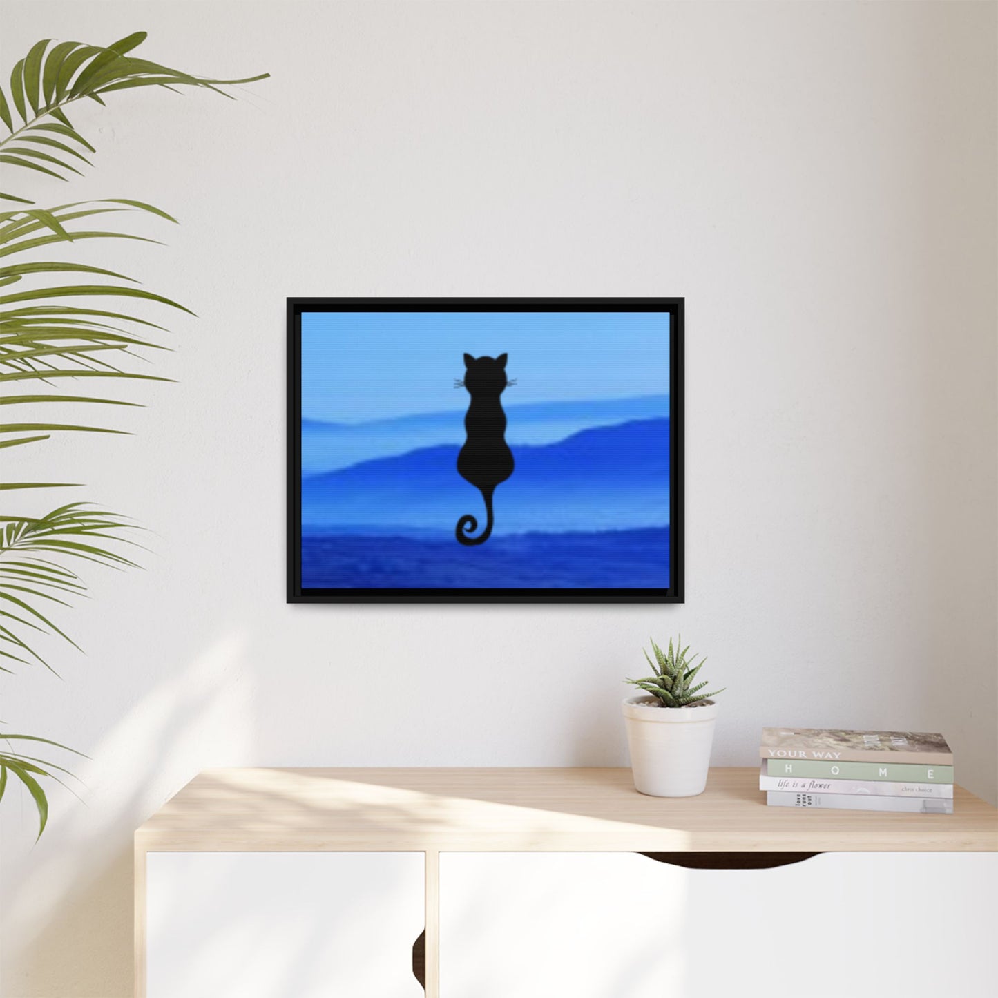 Framed Cat Silhouette Art Print, Wall Decor, Cat Lover Gift, Home Office Art, Pet Memorial