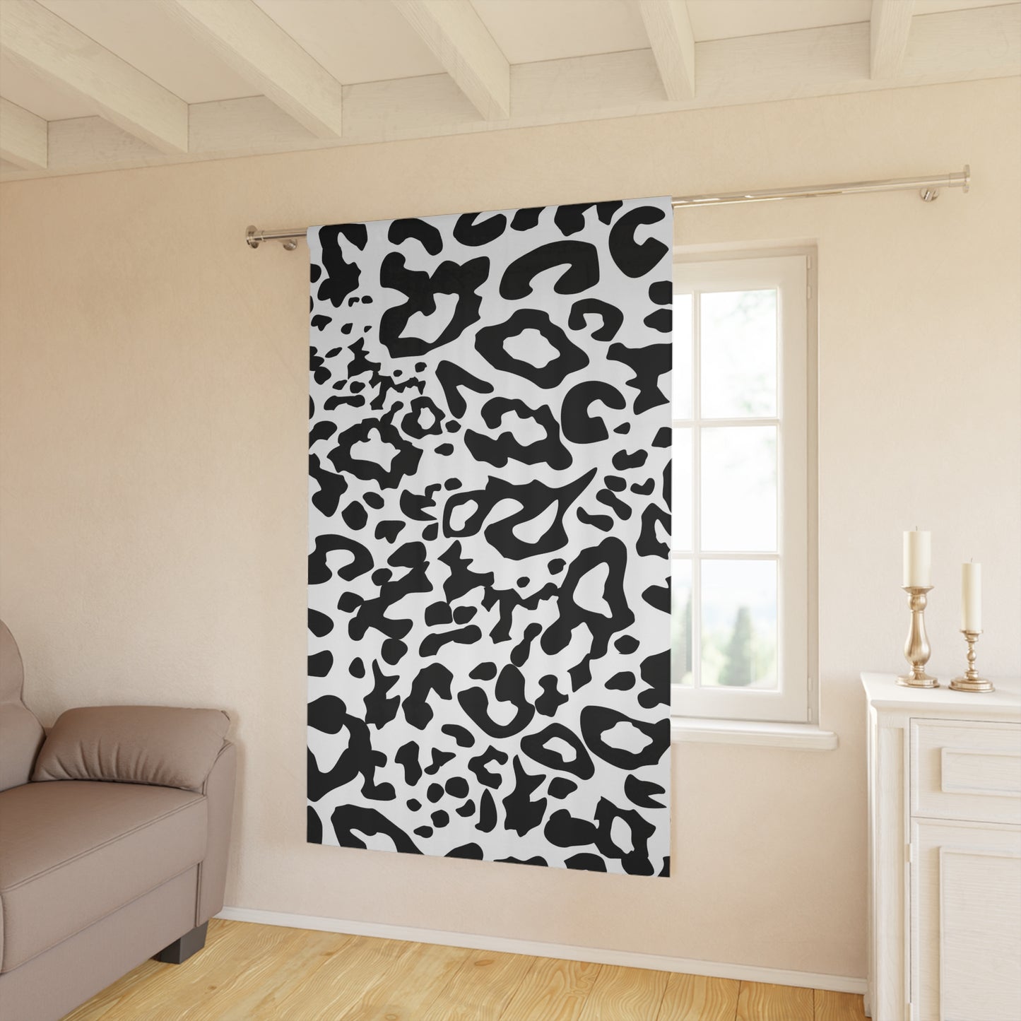 Window Curtains (1 Piece) Black Animal Print