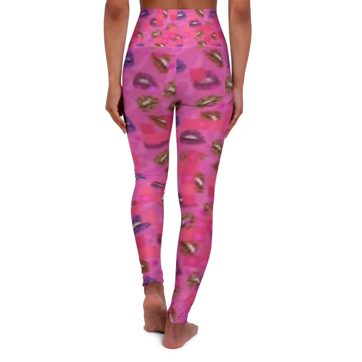 Leggings de yoga de cintura alta con estampado de besos: ropa deportiva cómoda y elegante
