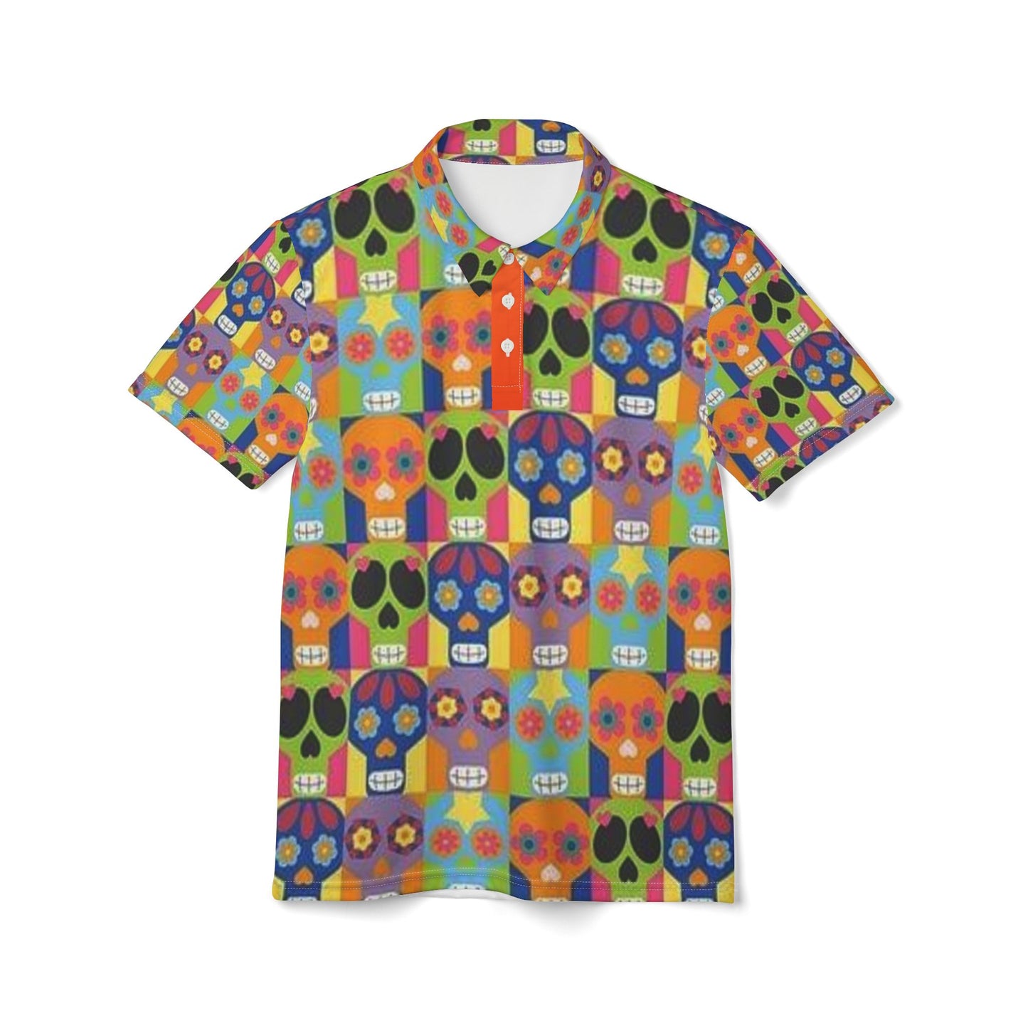 Colorful Day of the Dead Unisex Polo Shirt - Fun Skull Print
