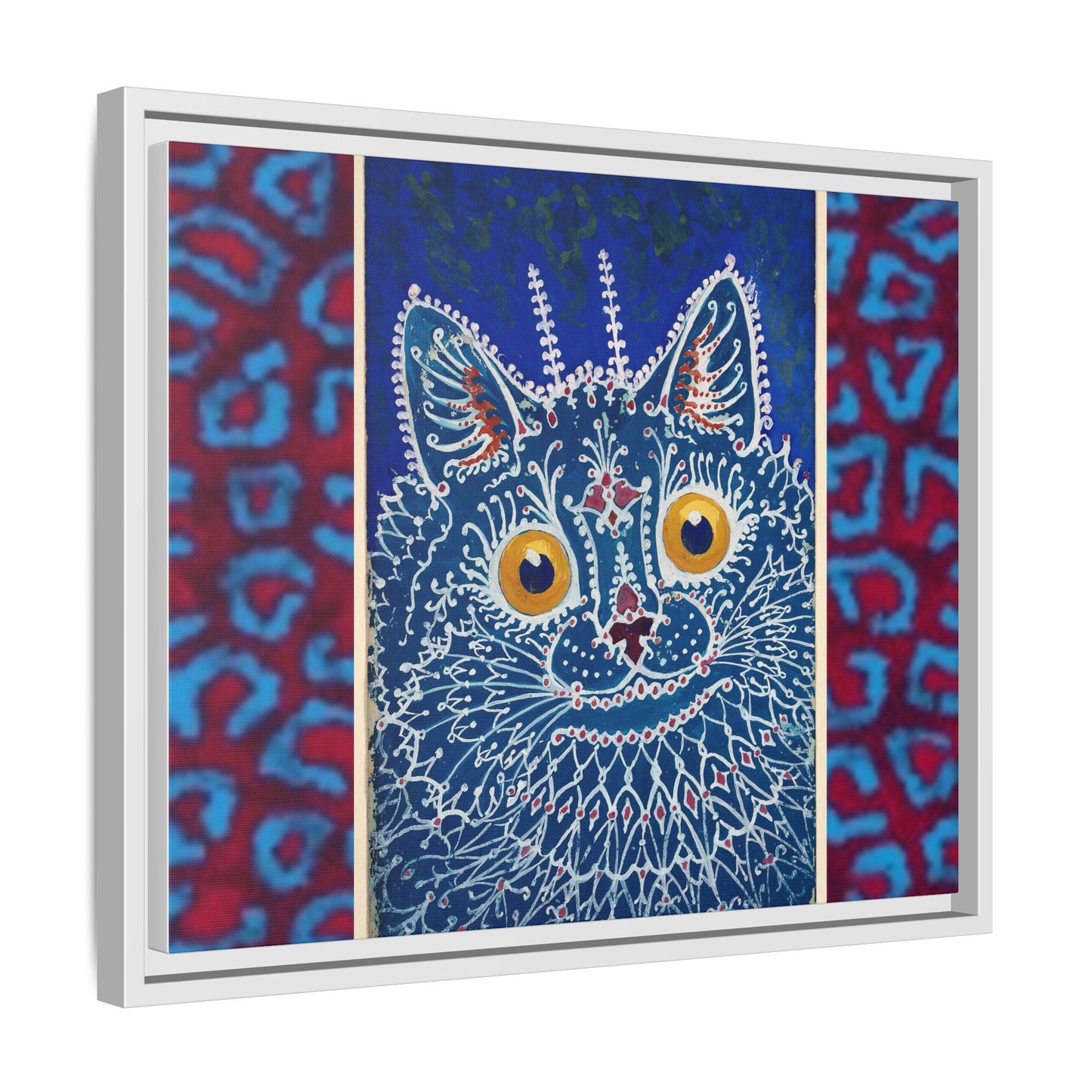 Colorful Cat Framed Matte Canvas Art - Whimsical Home Decor