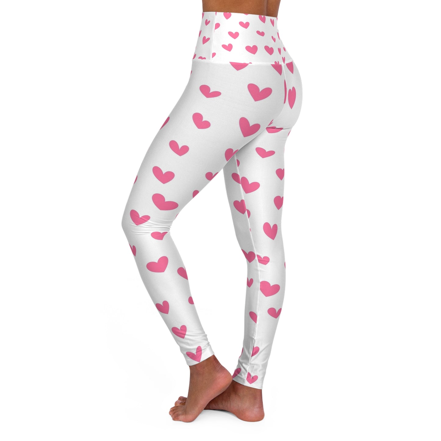 Leggings de cintura alta con corazones rosas