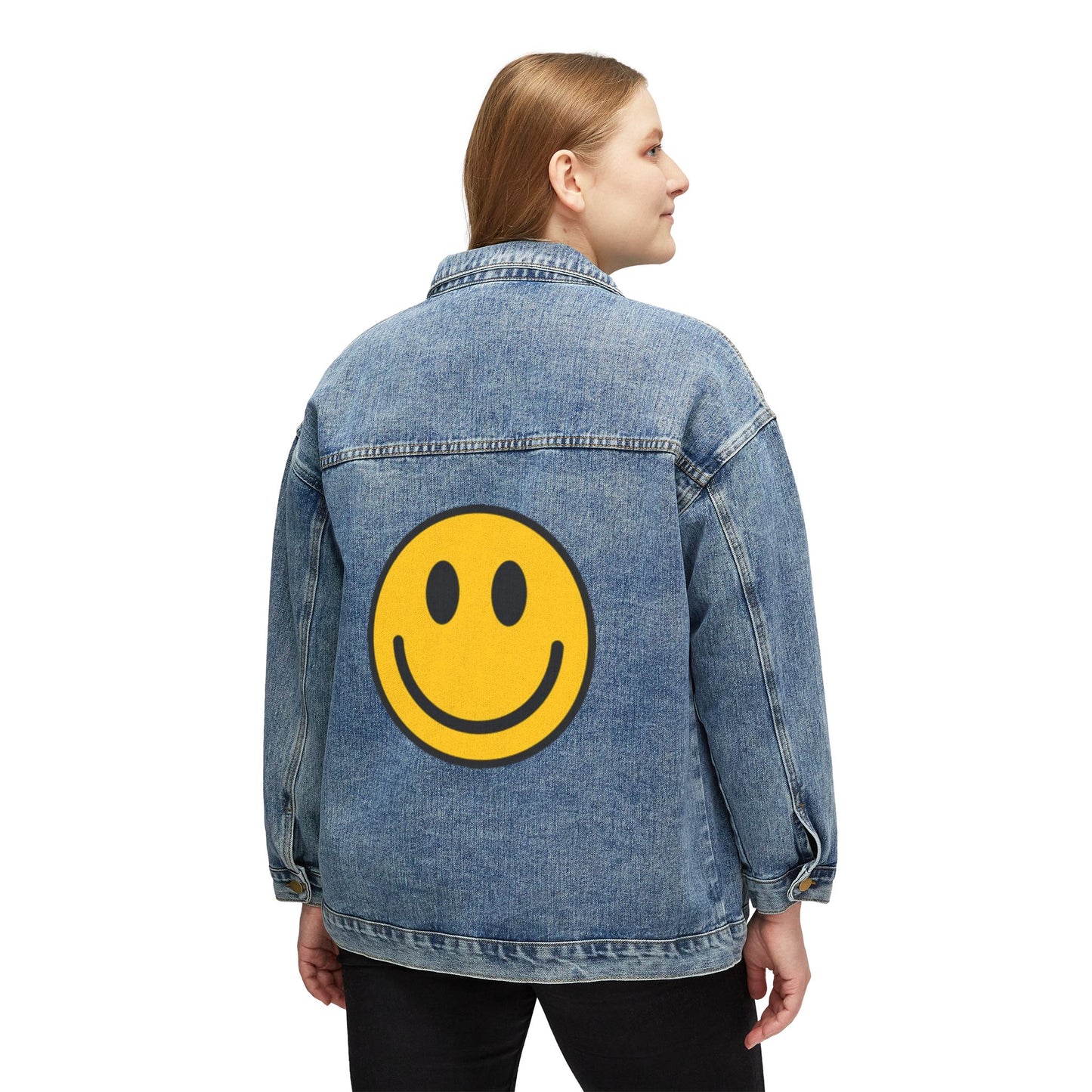 Smiley Face Women's Denim Jacket - Casual Cool for Every Occasion