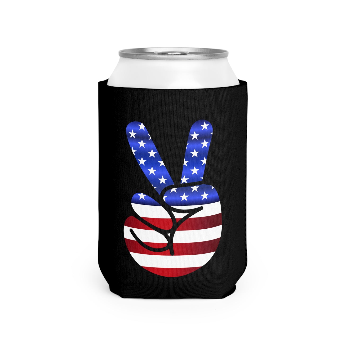 Can Cooler Sleeve Peace Sign Red White Blue Going to a Party!