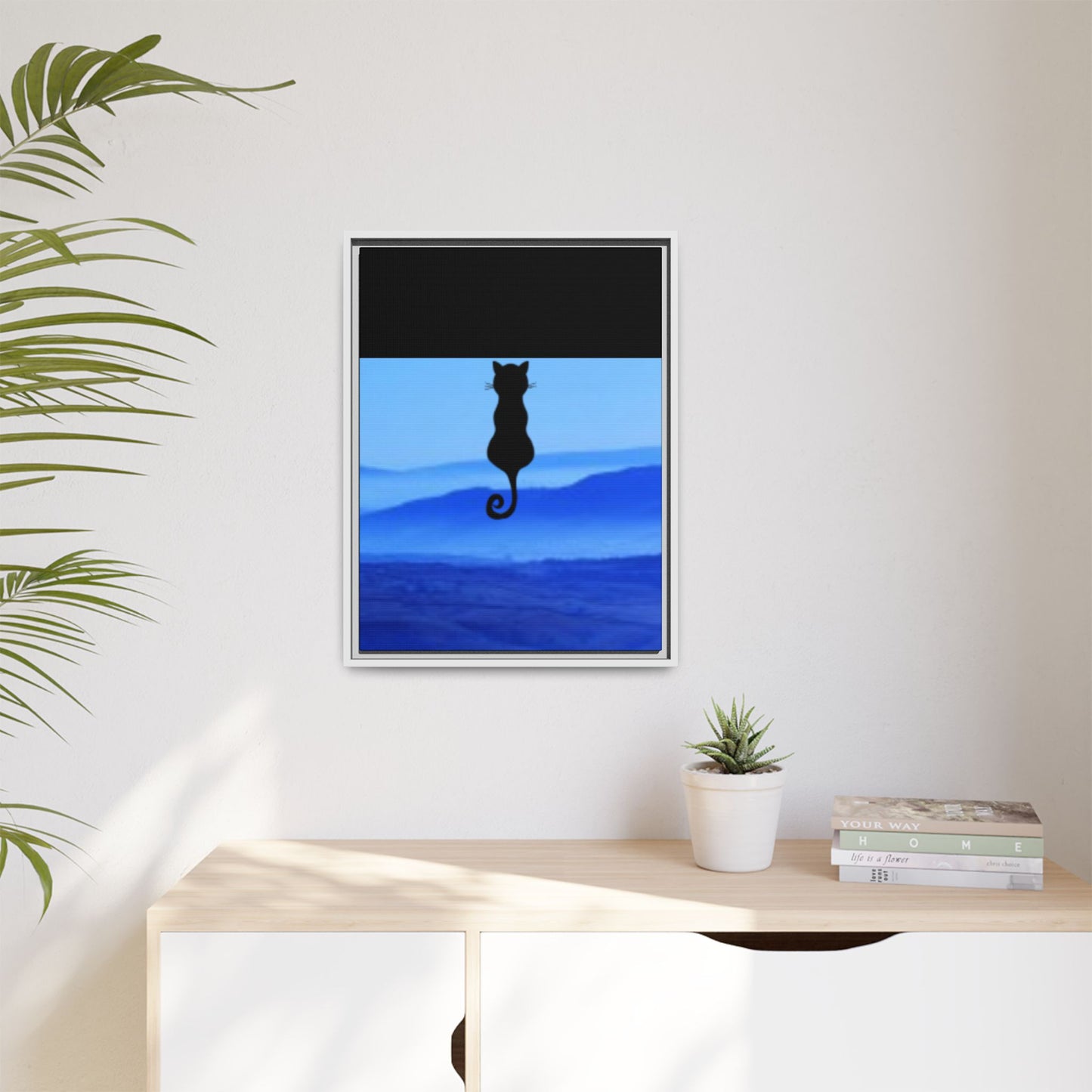 Framed Cat Silhouette Art Print, Wall Decor, Cat Lover Gift, Home Office Art, Pet Memorial