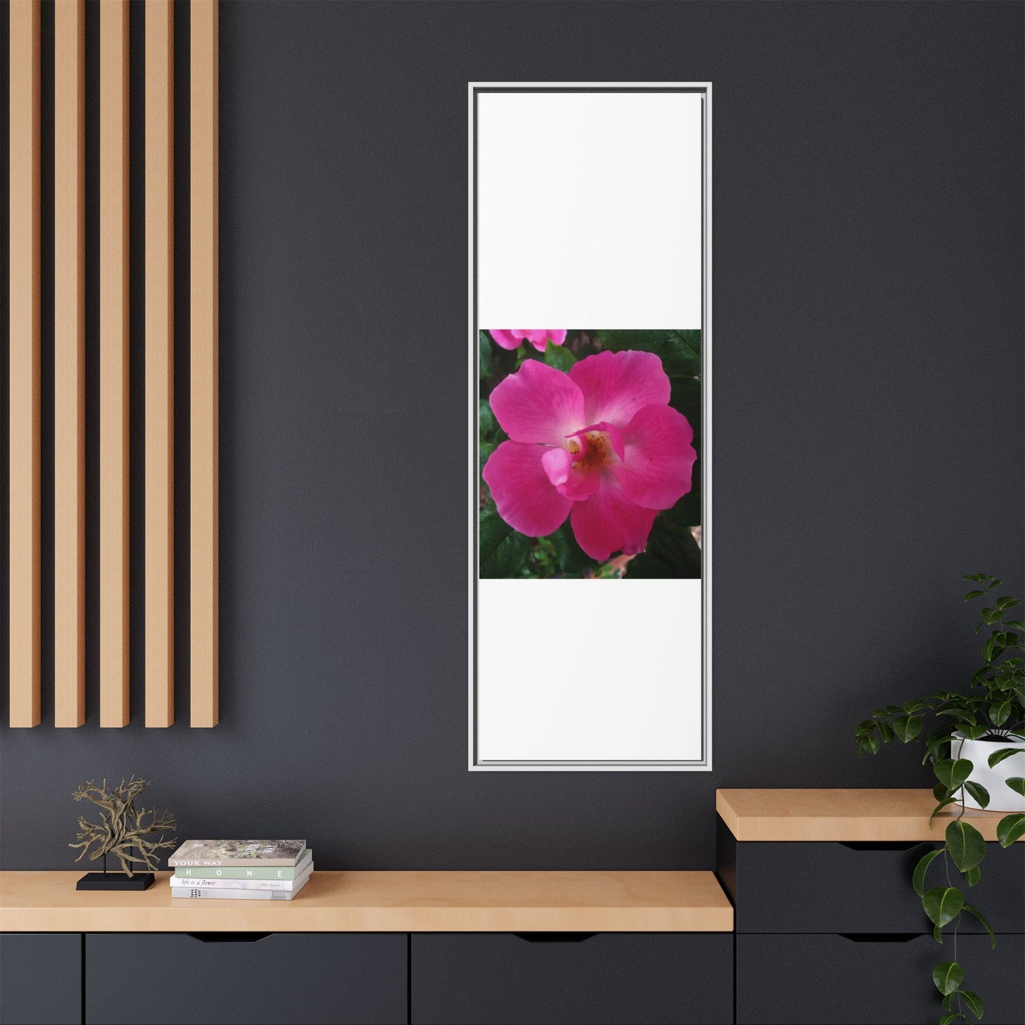 Framed Floral Canvas Art Print | Vibrant Pink Flower Decor, Wall Art for Home, Gift for Her, Mother's Day, Birthday