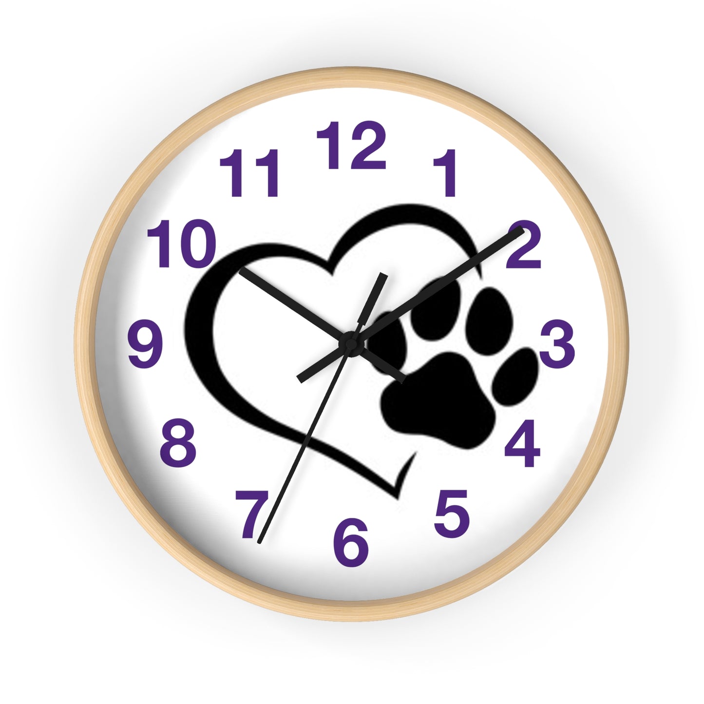 Paw Print Heart Wall Clock | Pet Lover Decor, Animal Theme Gift, Dog Cat Wall Art, Cute Home Accent, Cozy Pet Decor
