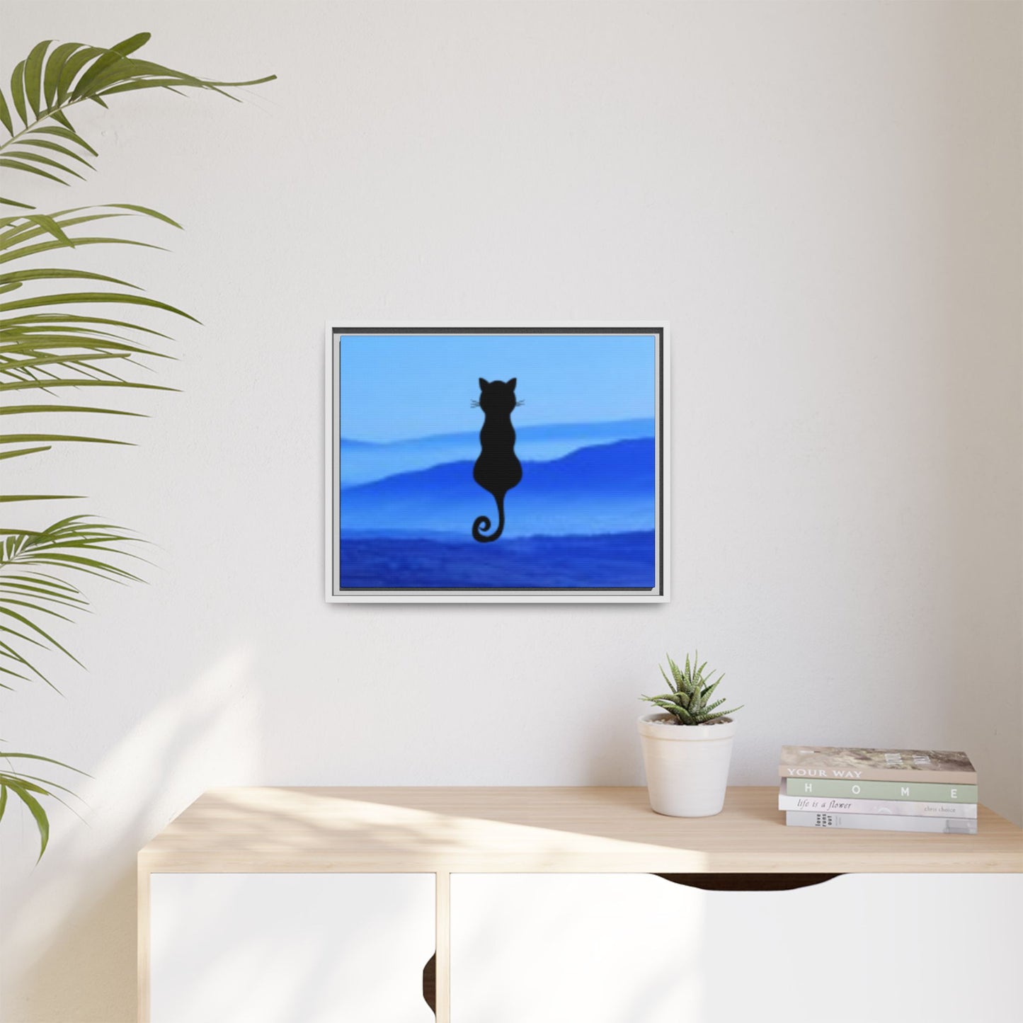 Framed Cat Silhouette Art Print, Wall Decor, Cat Lover Gift, Home Office Art, Pet Memorial