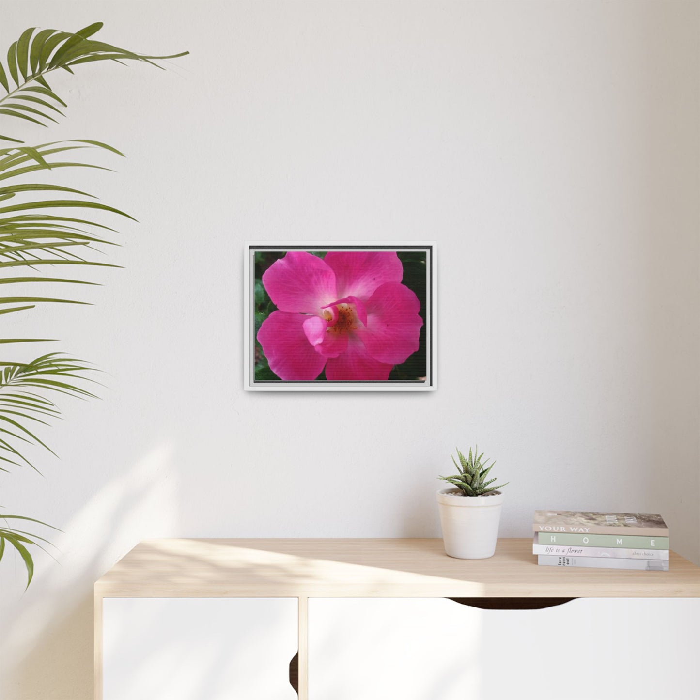 Framed Floral Canvas Art Print | Vibrant Pink Flower Decor, Wall Art for Home, Gift for Her, Mother's Day, Birthday