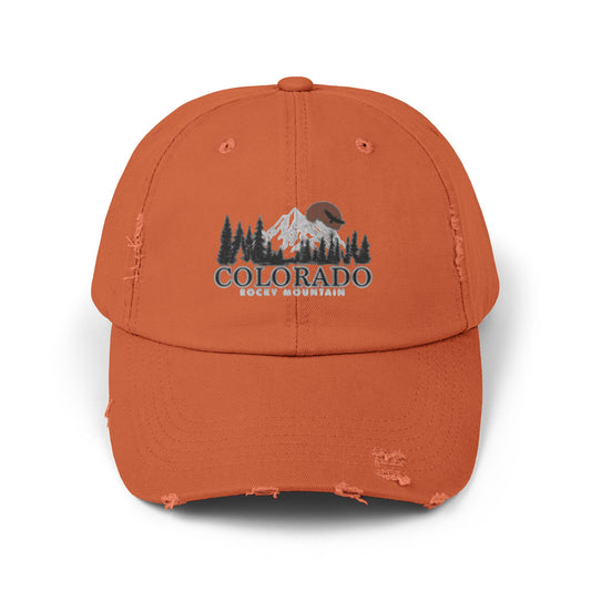 Unisex Distressed Cap - Colorado Rocky Mountains Adventure Hat