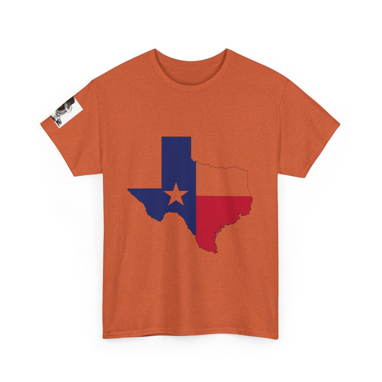 T-shirt unisexe en coton épais Texas Pride – Motif coucher de soleil rustique 