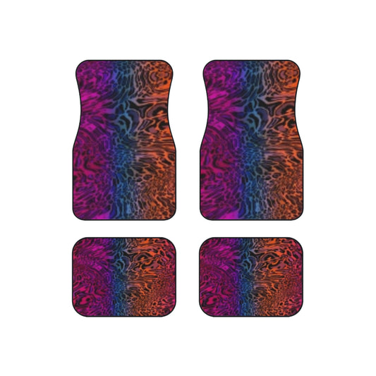 Vibrant Animal Print Car Mats Set of 4 - Colorful Abstract, Auto Interior Decor, Gift for Car Lovers, Stylish Floor Mats, Car Accessories