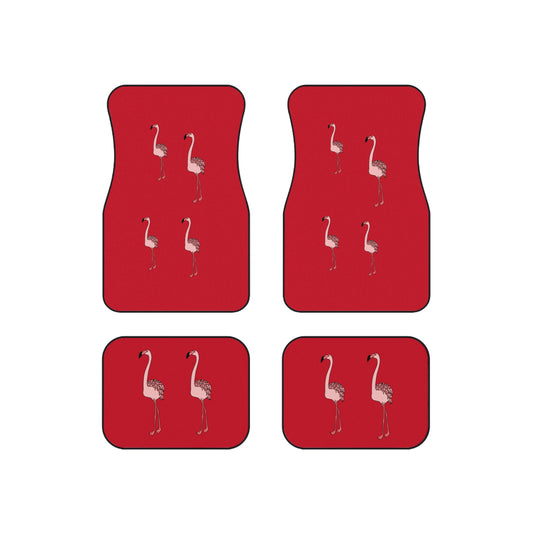 Lot de 4 tapis de voiture élégants motif flamant rose | Décoration automobile amusante et dynamique