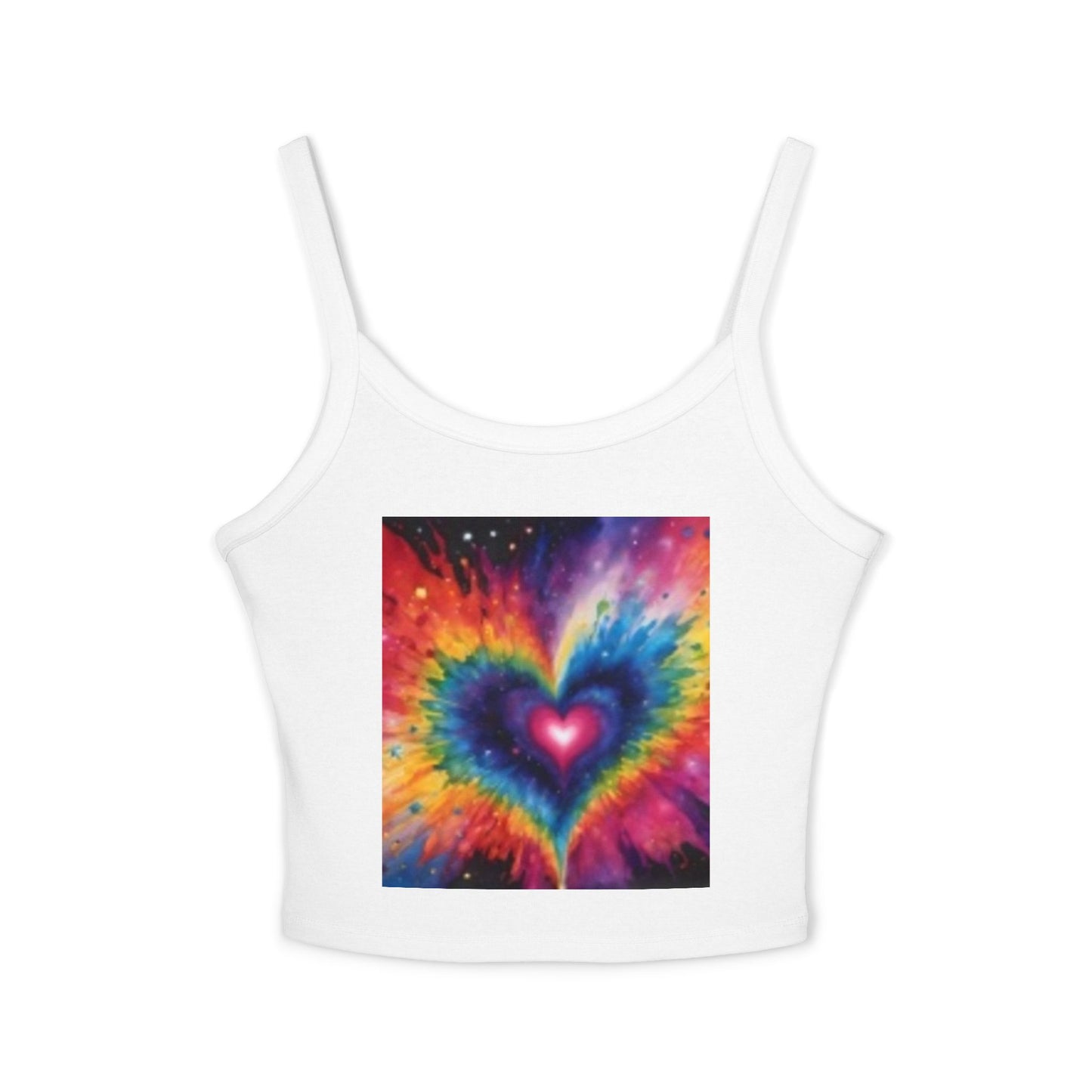 Débardeur à bretelles spaghetti pour femme avec cœur multicolore