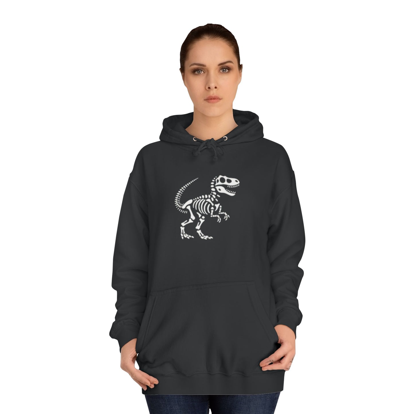 Dinosaur Skeleton Unisex College Hoodie, Casual Wear, Gift for Students, Graphic Hoodie, Trendy Fashion, Birthday Present