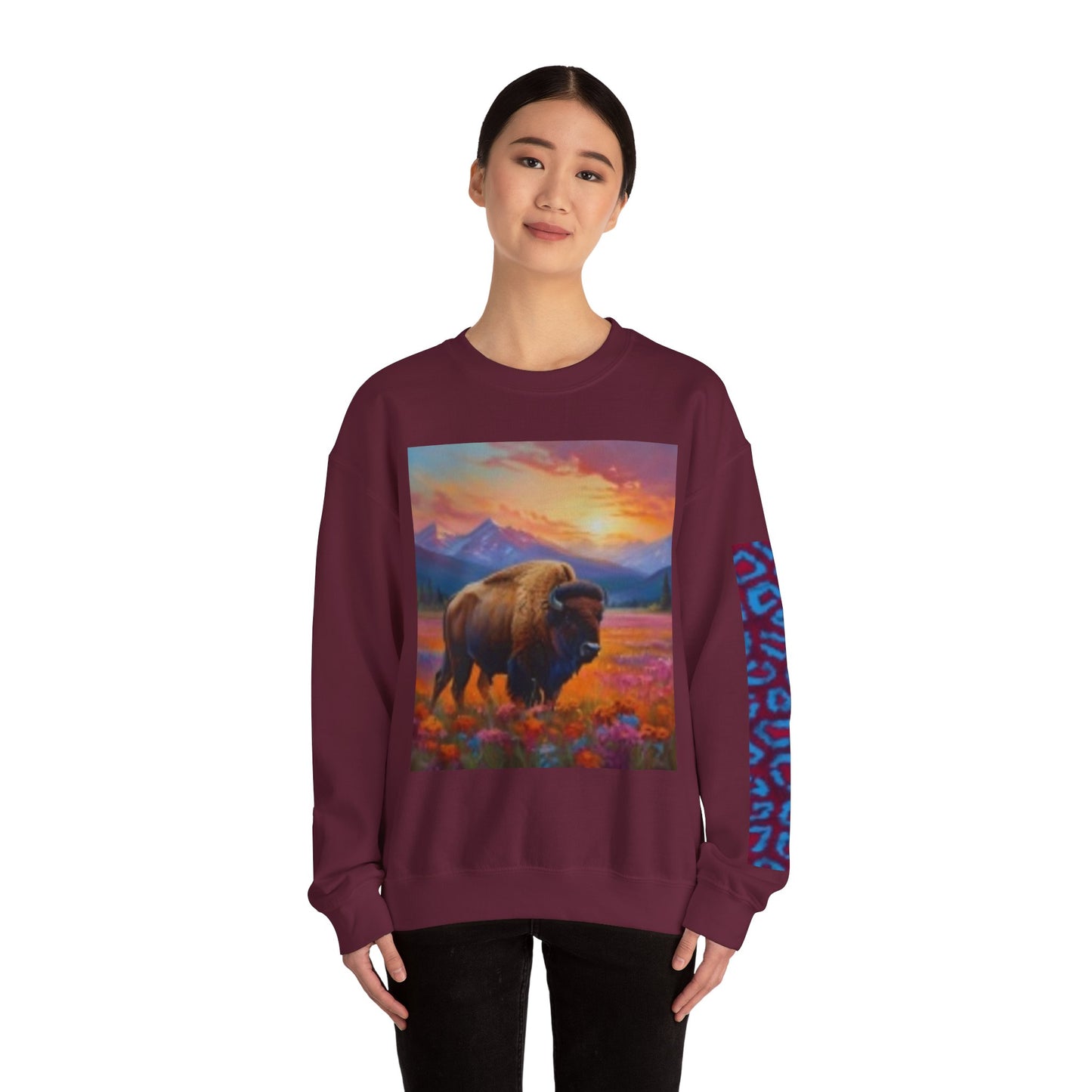 Bold Buffalo Design Unisex Crewneck Sweatshirt - Perfect for Nature Lovers