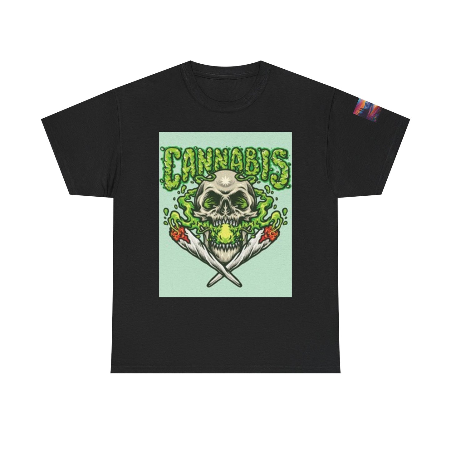 Cannabis Skull Heavy Cotton Tee, Unisex Cannabis T-Shirt, Grunge Vibe Shirt, Halloween Costume, Streetwear
