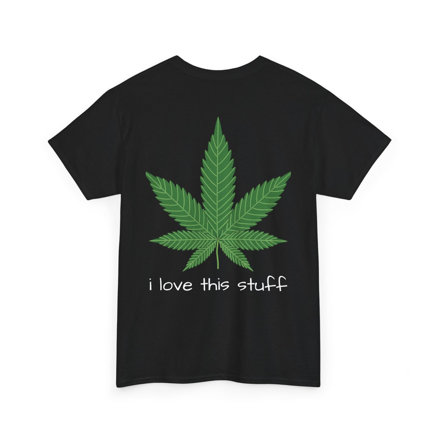 T-shirt unisexe en coton épais avec motif feuille de cannabis verte