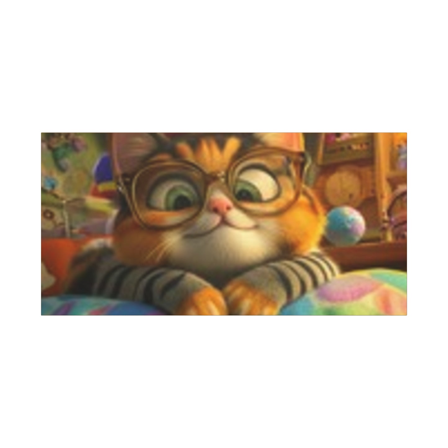 Charming Cat Canvas Wall Art, Cat Lover Decor, Cute Cat Artwork, Gift for Pet Owners, Whimsical Home Decor, Cat-Themed Room