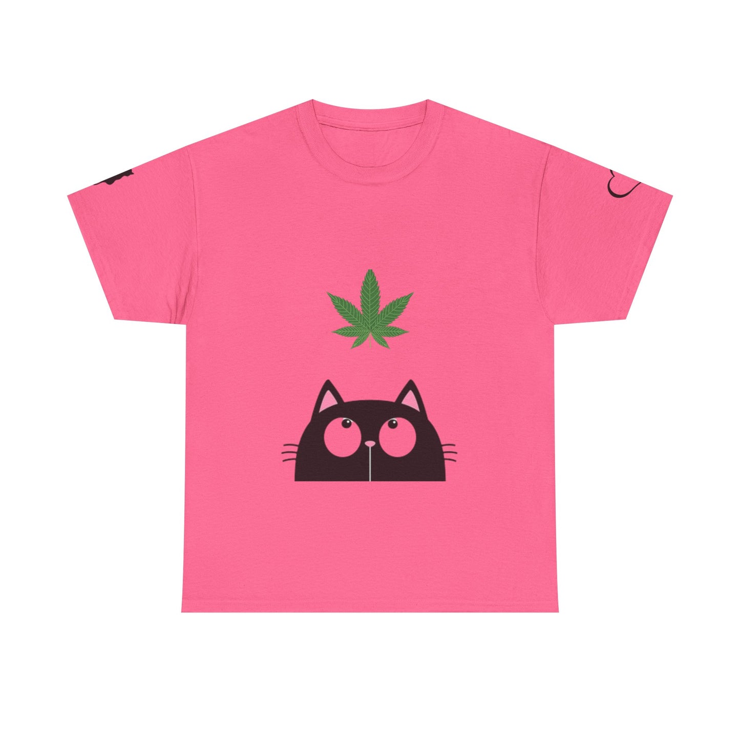 Funny Cat Looking at Marijuana Leaf  " I Love this T-shirt"