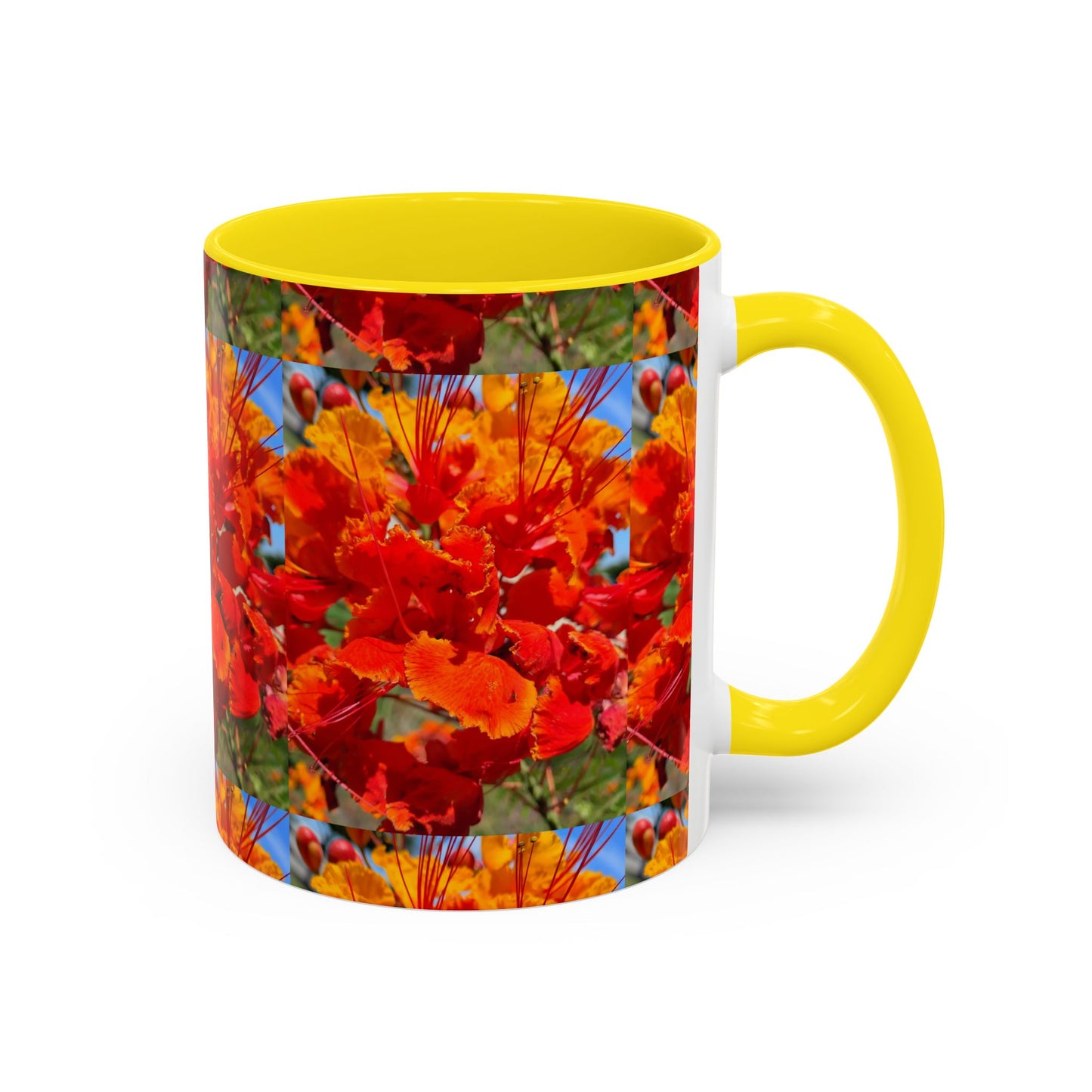 Orange Flowers Accent Coffee Mug 11 oz Great for Coffee Tea Milk Water Juice Ice Cream Soup