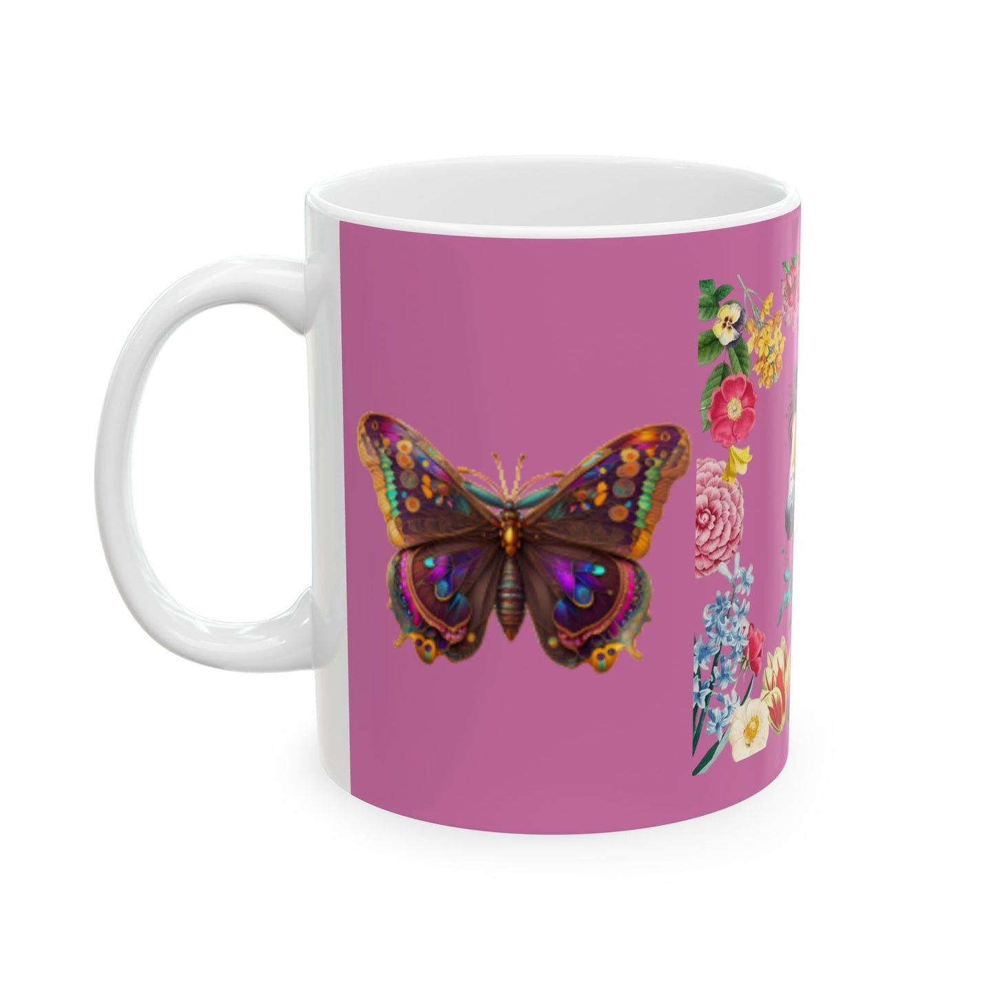Floral Horse and Butterfly Ceramic Mug - 11oz/15oz - Perfect for Horse Lovers