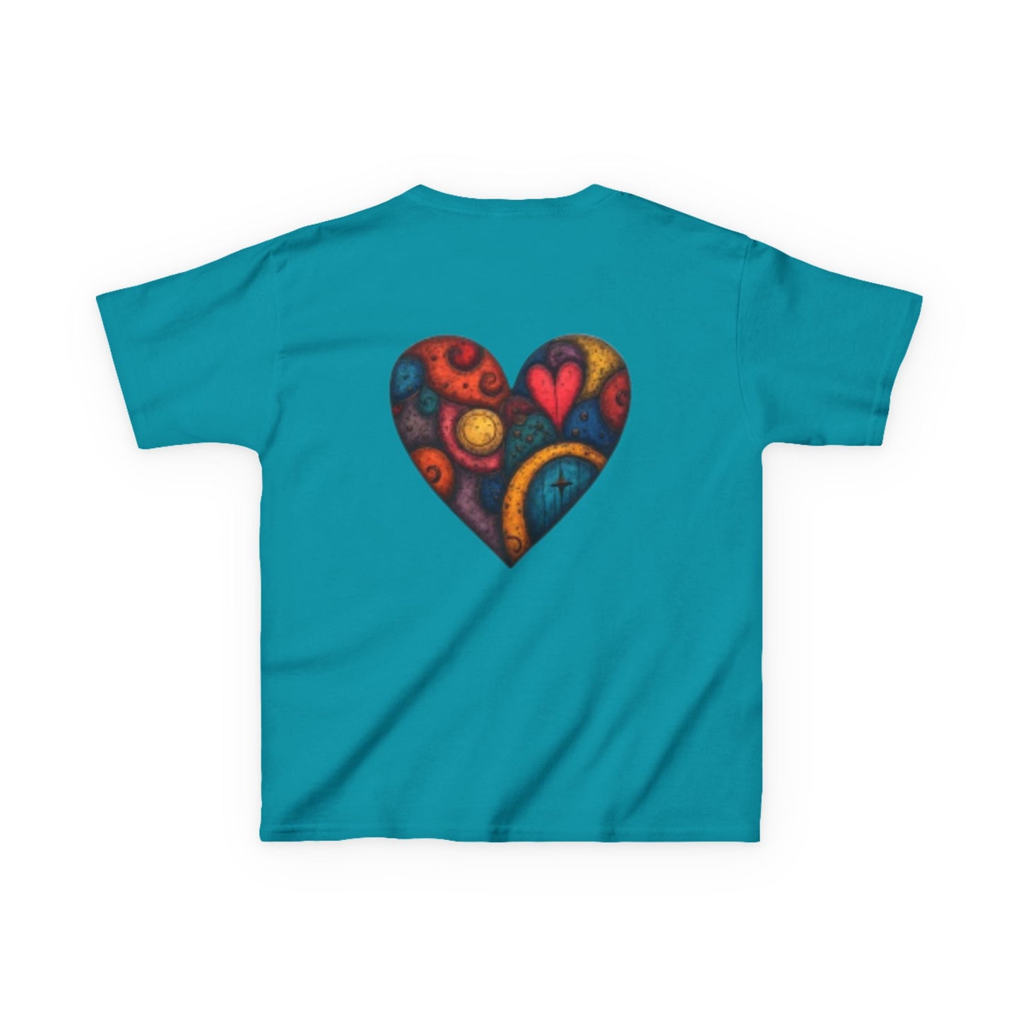 Children with Cats & Heart Kids Heavy Cotton T-shirt Looking Fabulous!