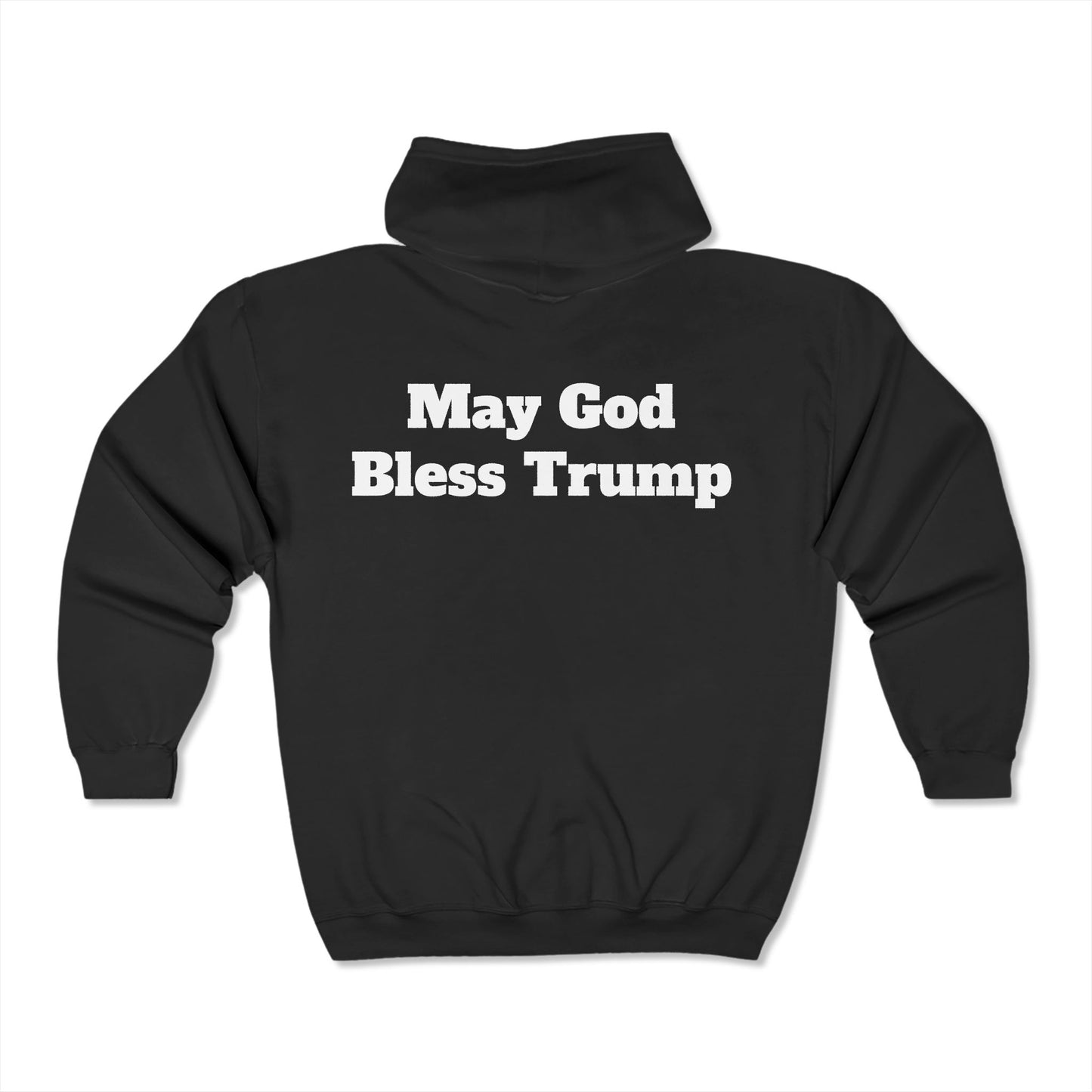 Sudadera con capucha y cremallera completa Que Dios bendiga a Trump