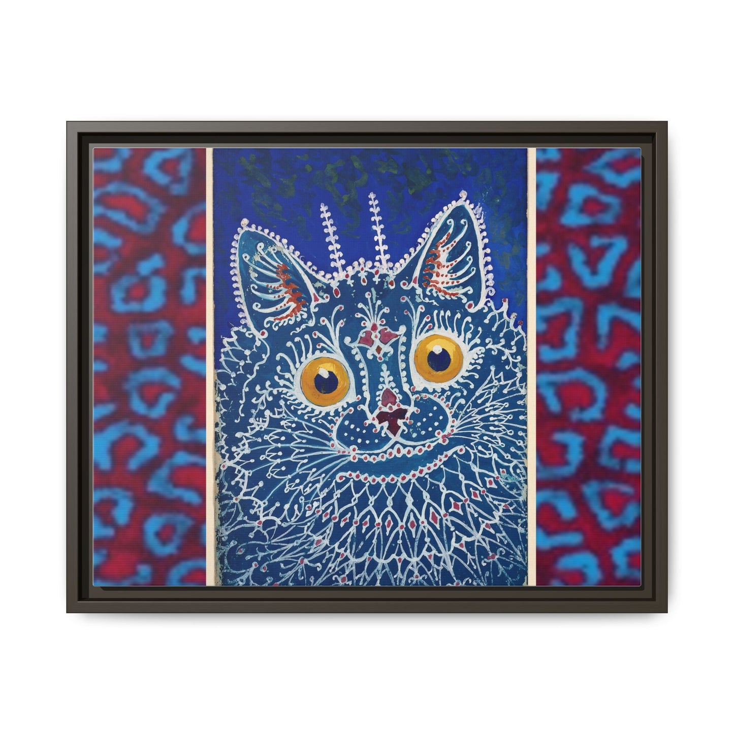 Colorful Cat Framed Matte Canvas Art - Whimsical Home Decor