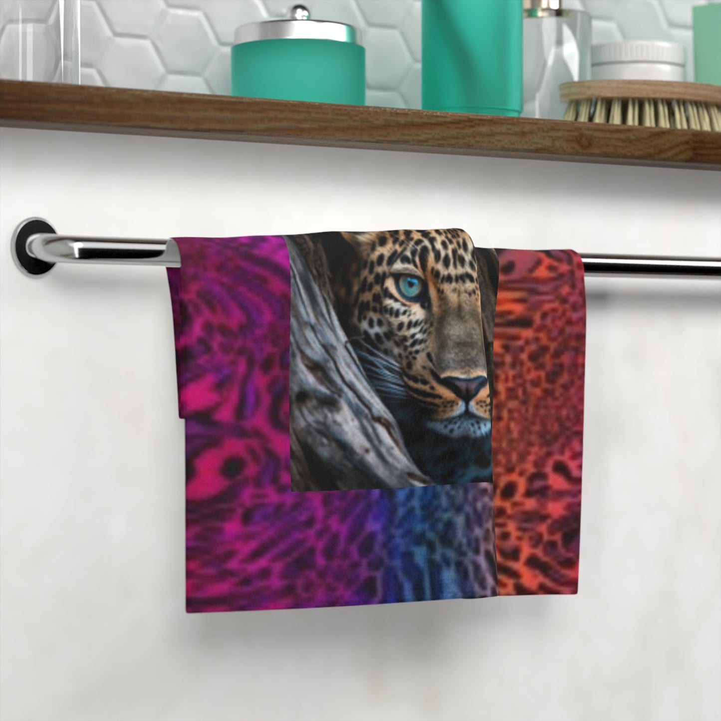 Vibrant Leopard & Animal Print Face Towel, Animal Print Bathroom Decor, Jungle Theme Towel, Beach, Spa, Gift for Wildlife Lovers